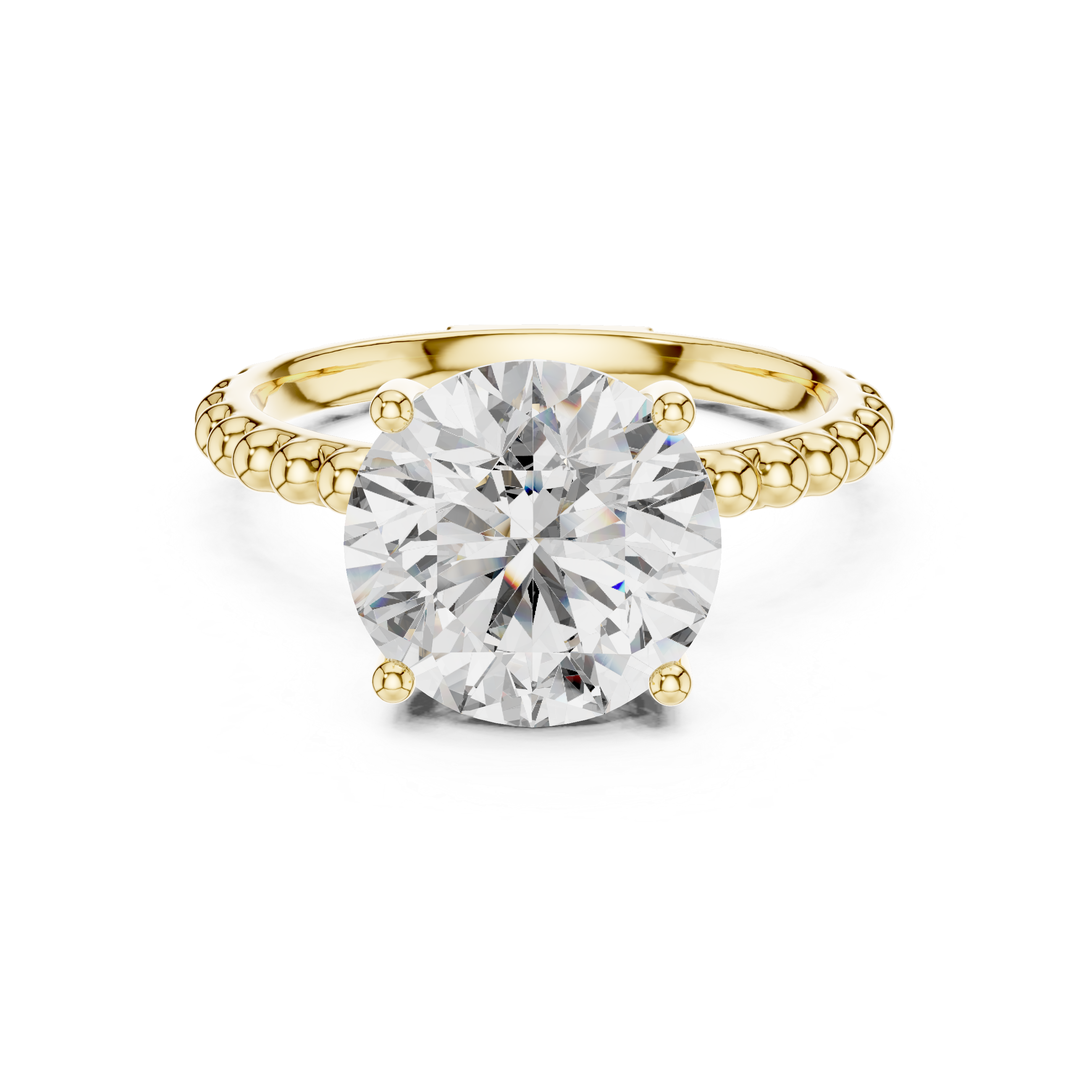 2.80 ct Round Solitaire Beaded Band Engagement Ring