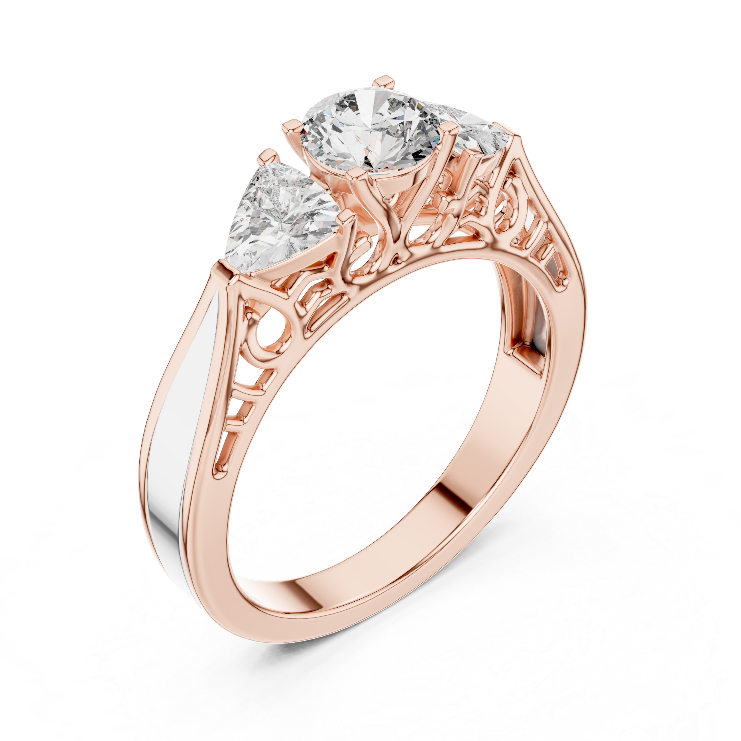 1.020 ct Three-Stone Round & Trillion Vintage Engagement Ring