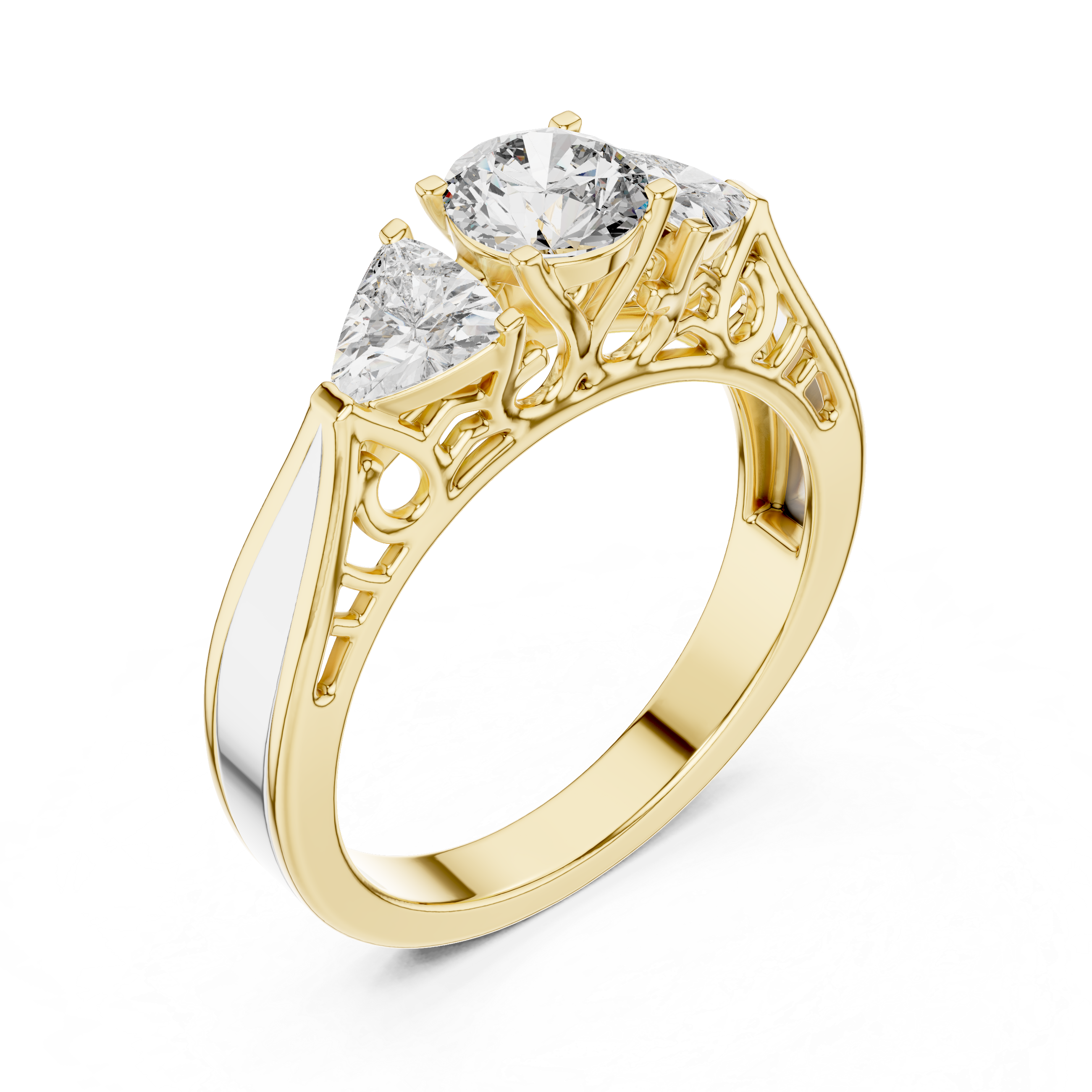 1.020 ct Three-Stone Round & Trillion Vintage Engagement Ring