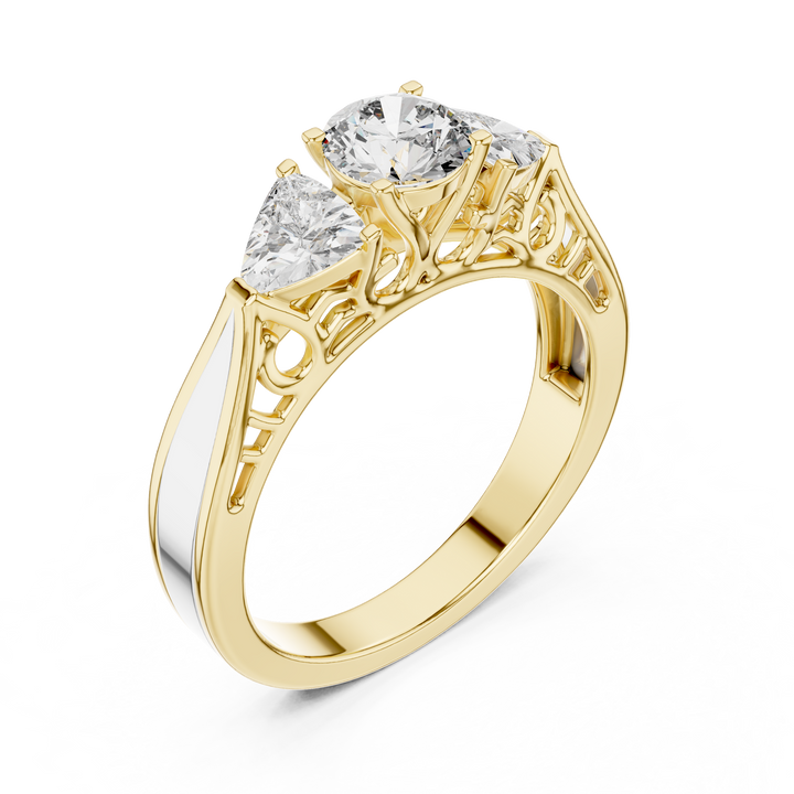 1.020 ct Three-Stone Round & Trillion Vintage Engagement Ring