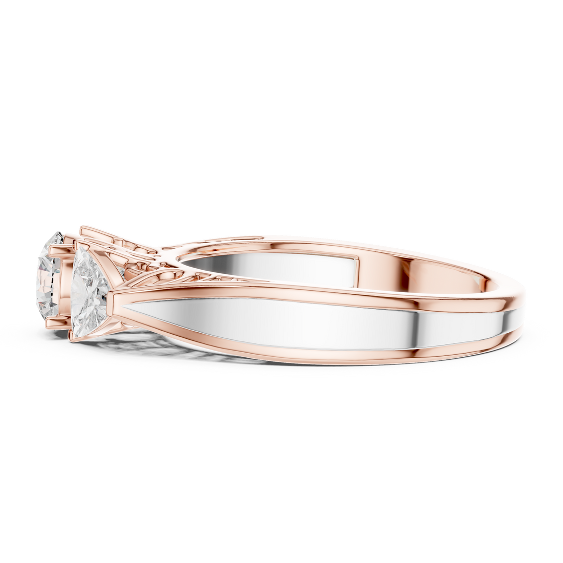 1.020 ct Three-Stone Round & Trillion Vintage Engagement Ring
