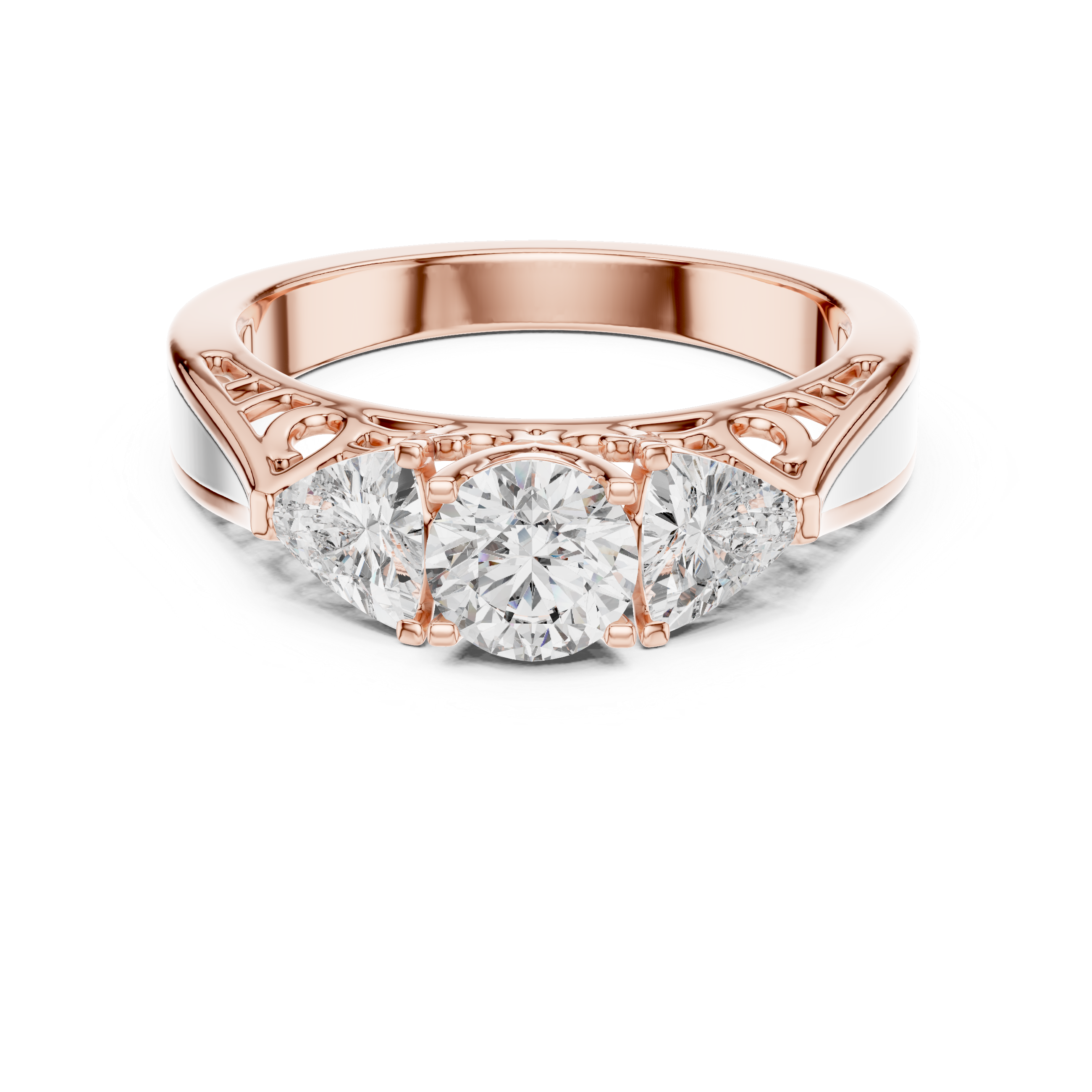 1.020 ct Three-Stone Round & Trillion Vintage Engagement Ring