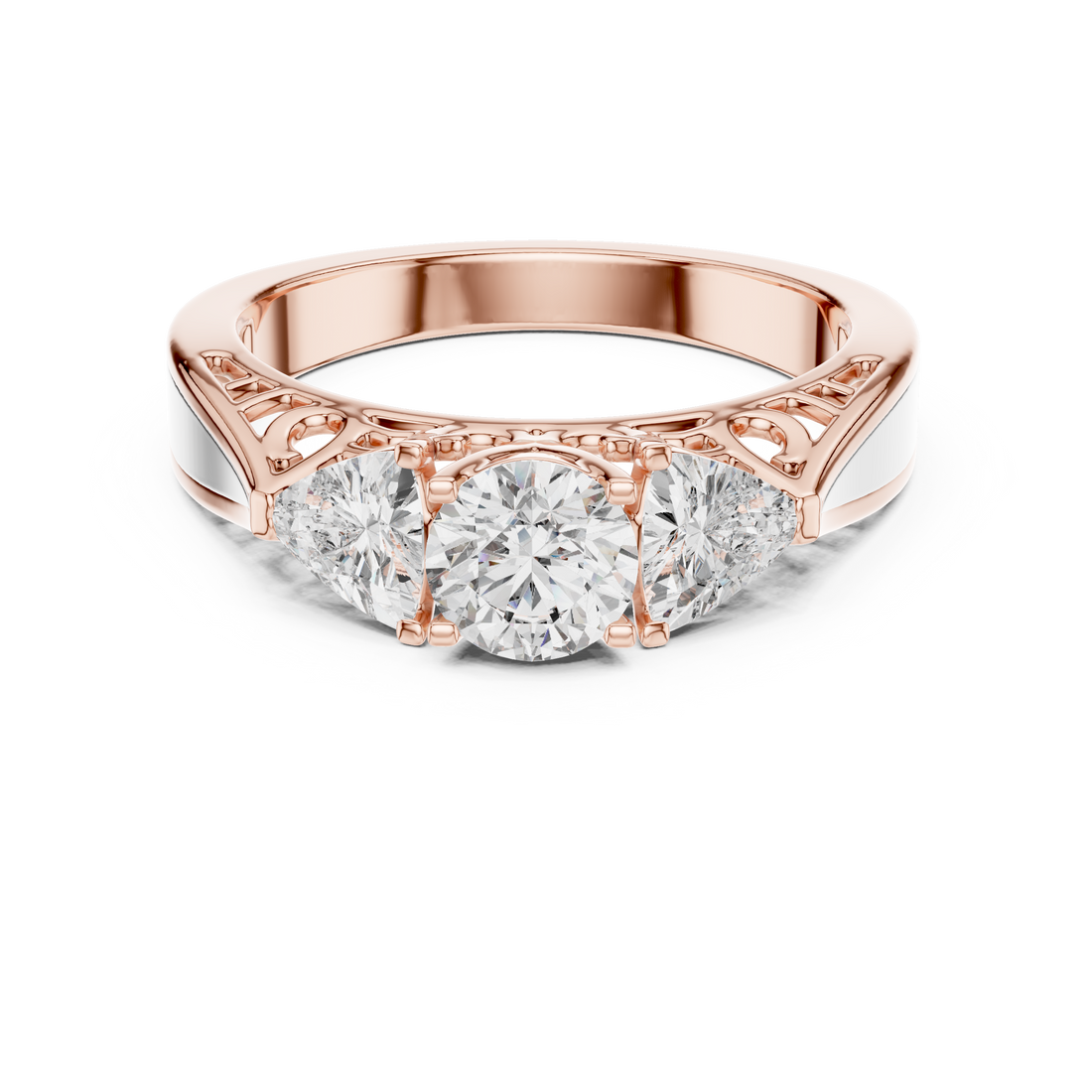 1.020 ct Three-Stone Round & Trillion Vintage Engagement Ring