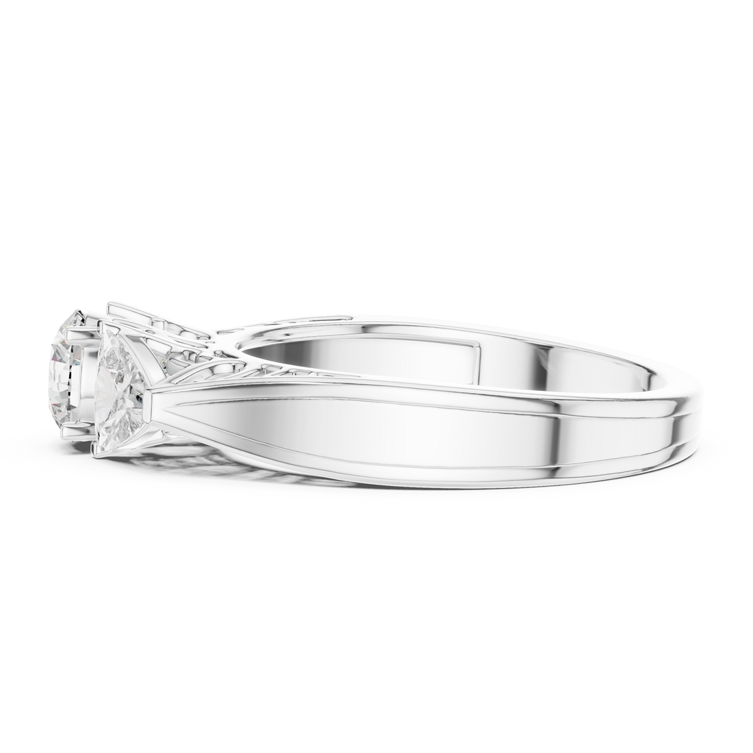 1.020 ct Three-Stone Round & Trillion Vintage Engagement Ring