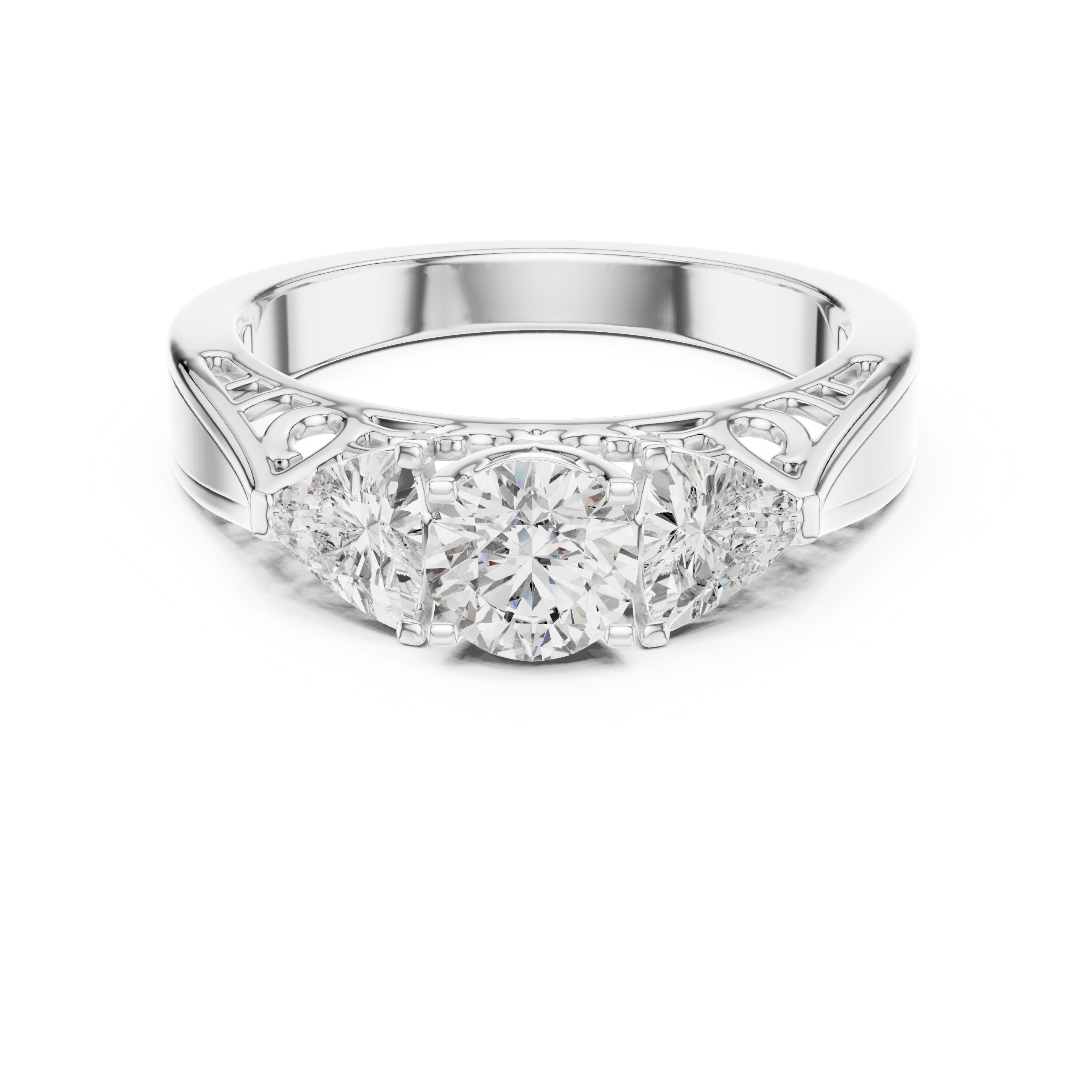 1.020 ct Three-Stone Round & Trillion Vintage Engagement Ring