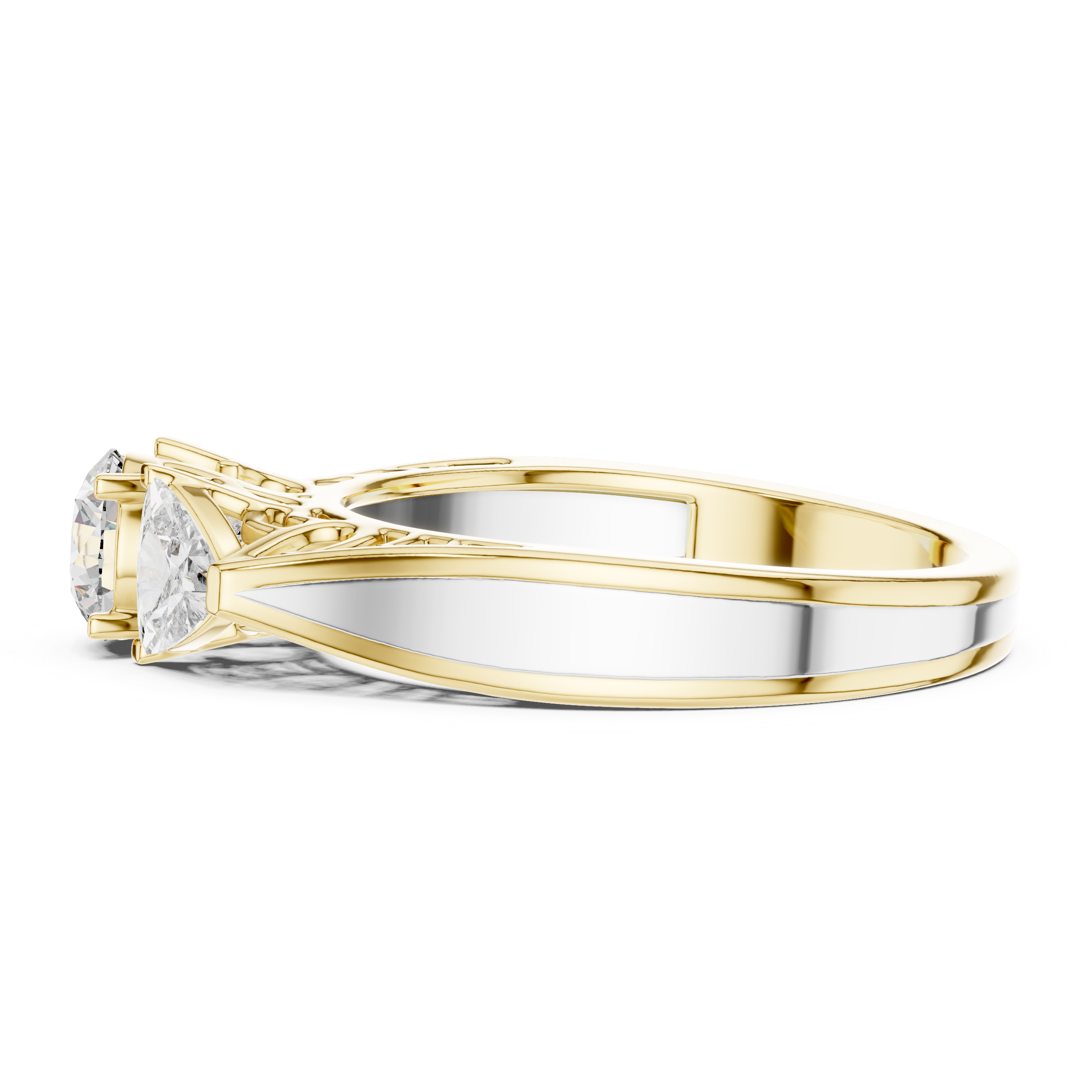 1.020 ct Three-Stone Round & Trillion Vintage Engagement Ring