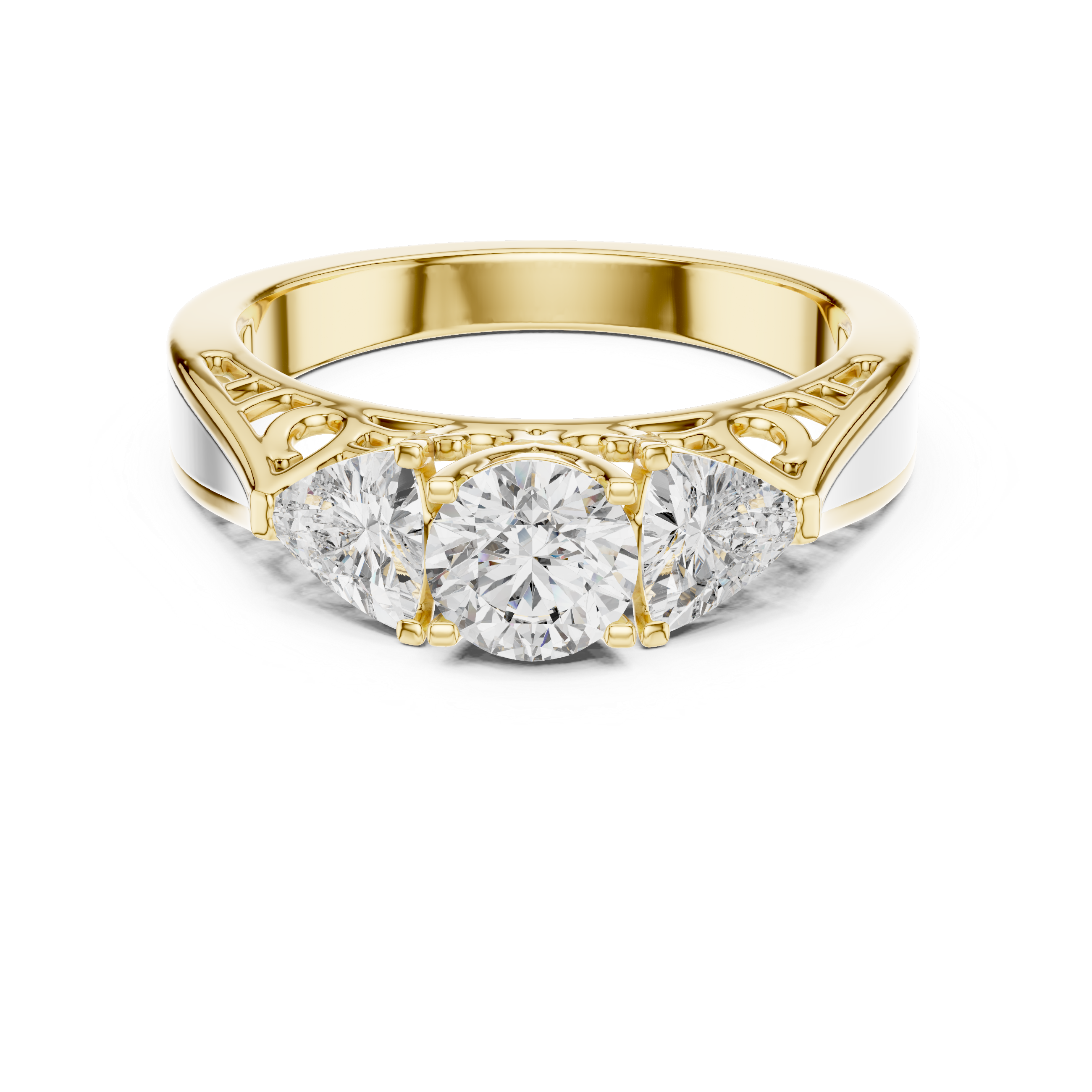1.020 ct Three-Stone Round & Trillion Vintage Engagement Ring