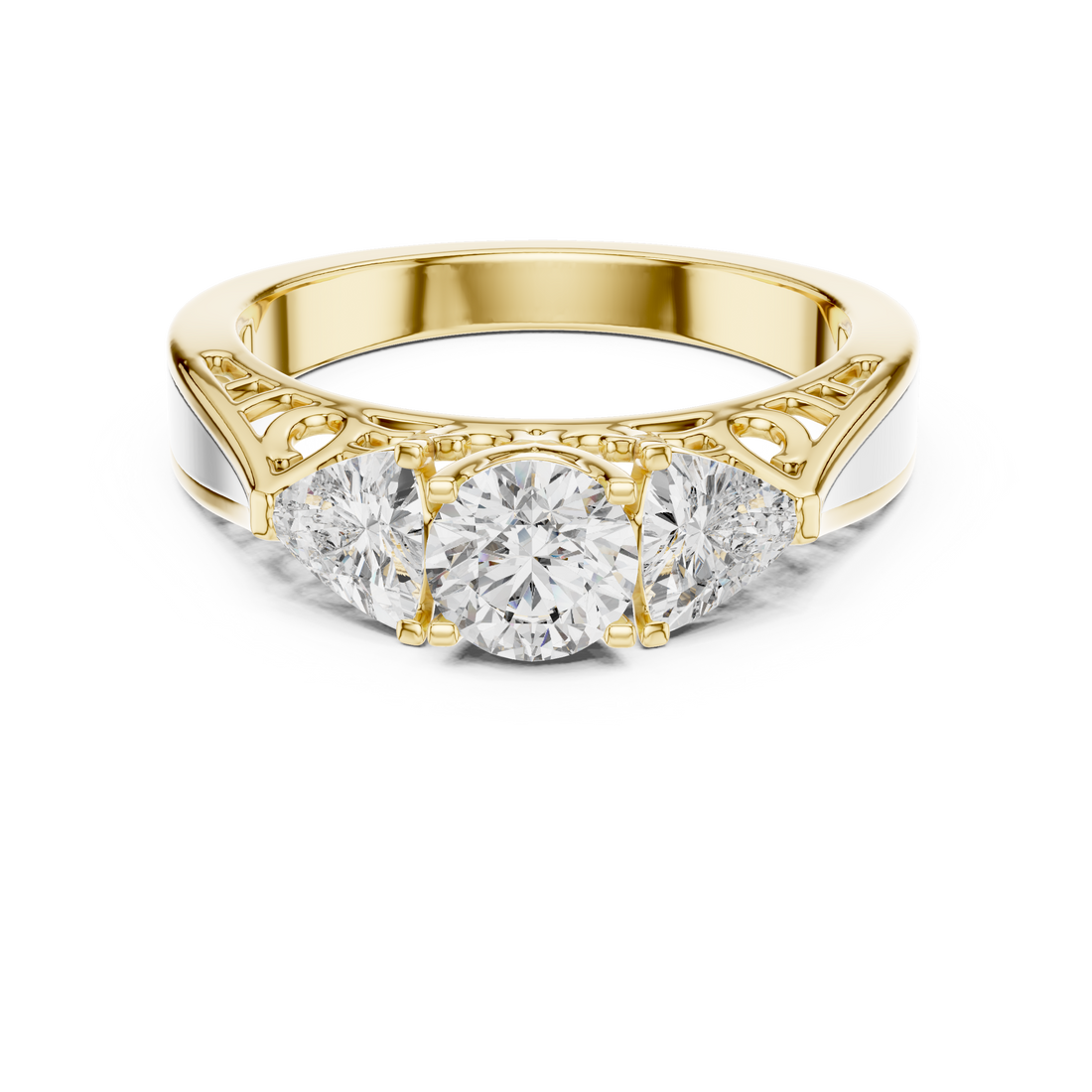 1.020 ct Three-Stone Round & Trillion Vintage Engagement Ring