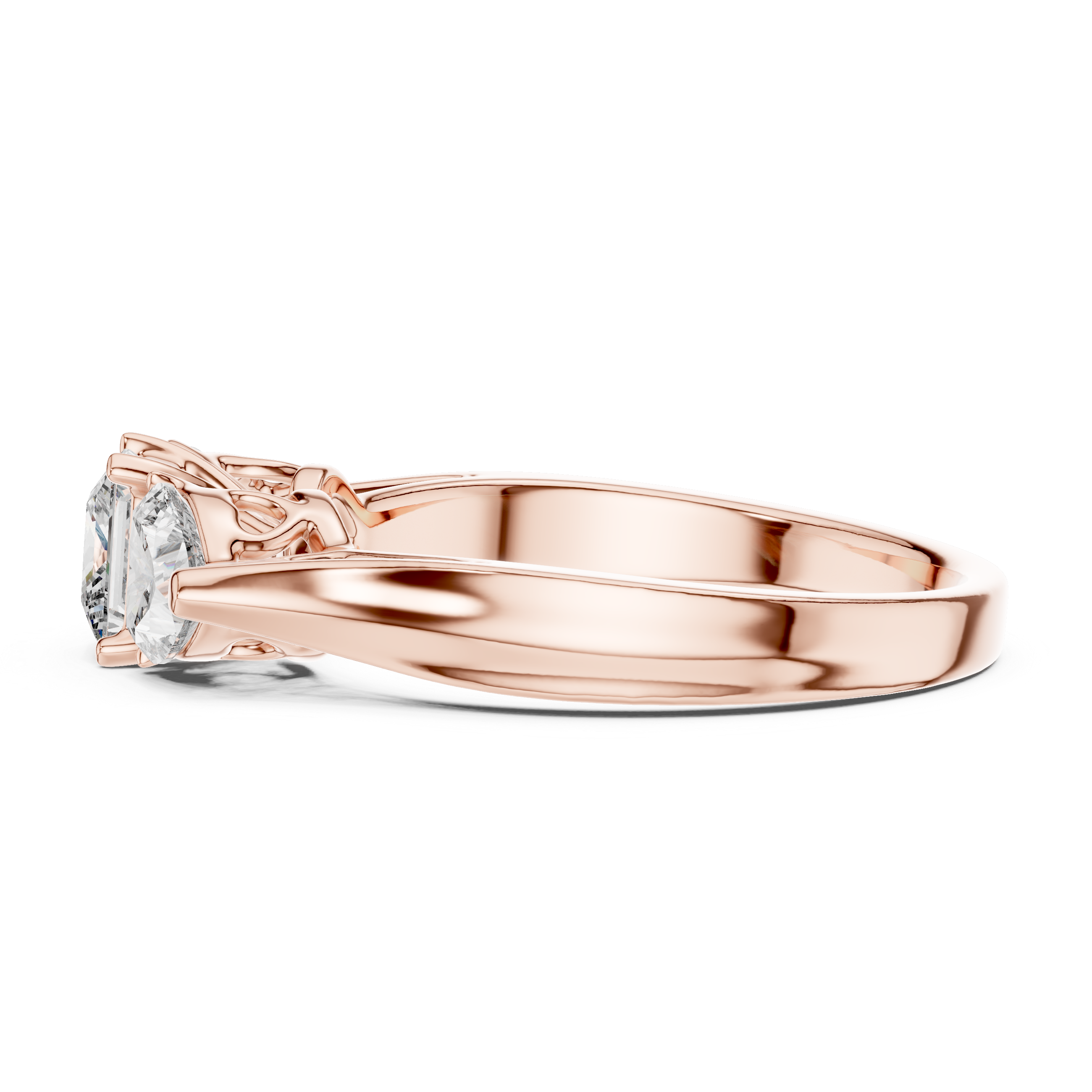 Three-Stone Princess & Heart-Cut Engagement Ring
