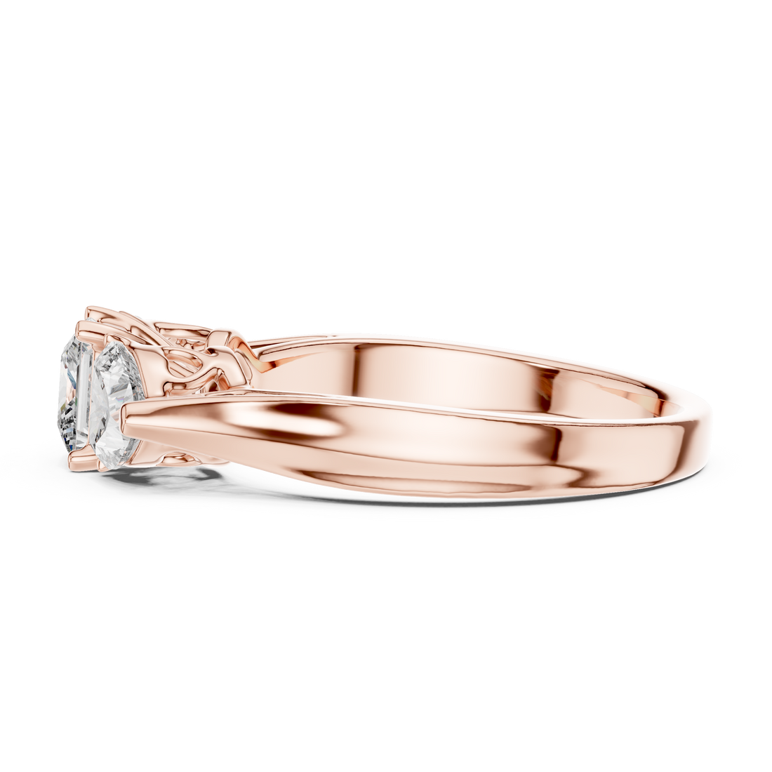 Three-Stone Princess & Heart-Cut Engagement Ring