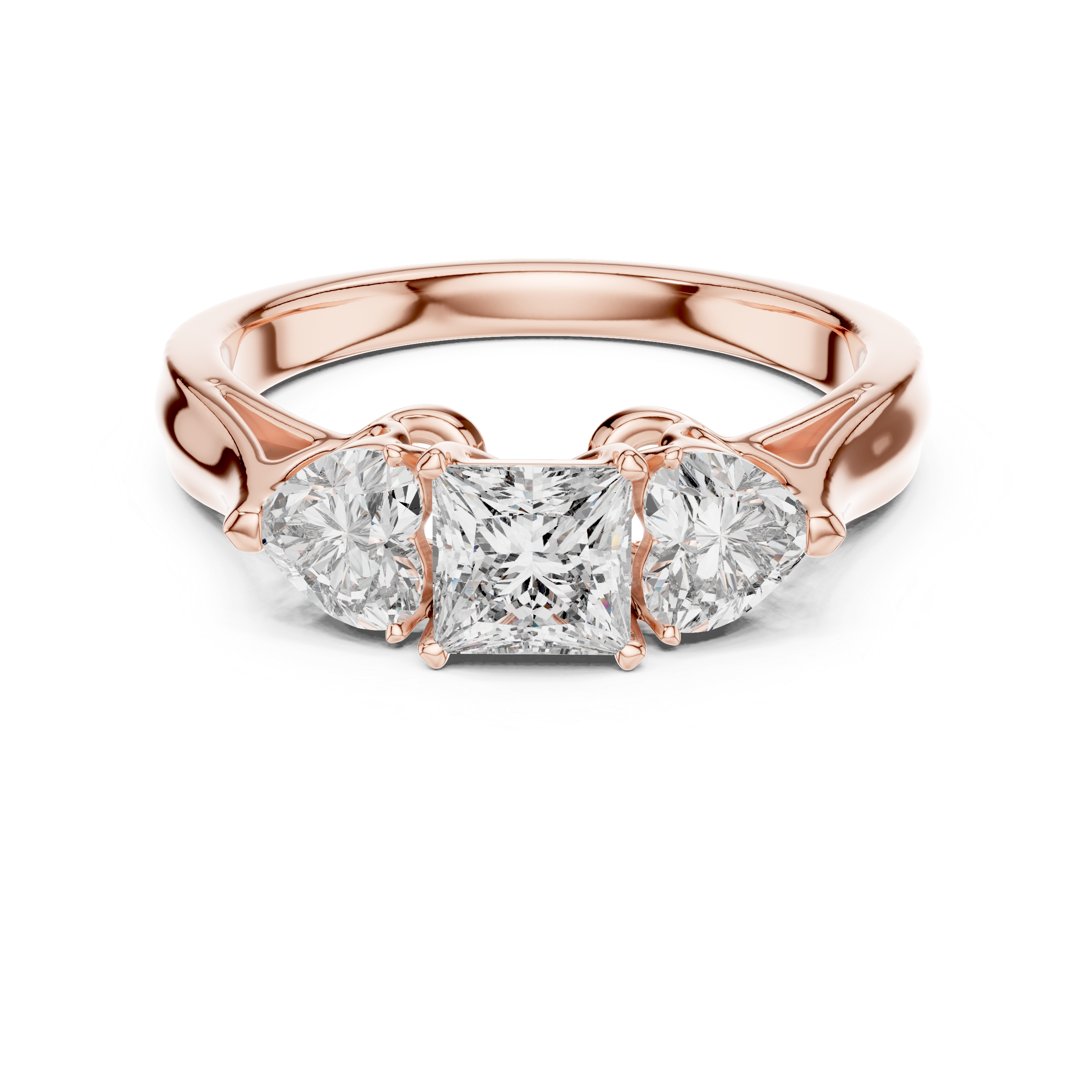 Three-Stone Princess & Heart-Cut Engagement Ring
