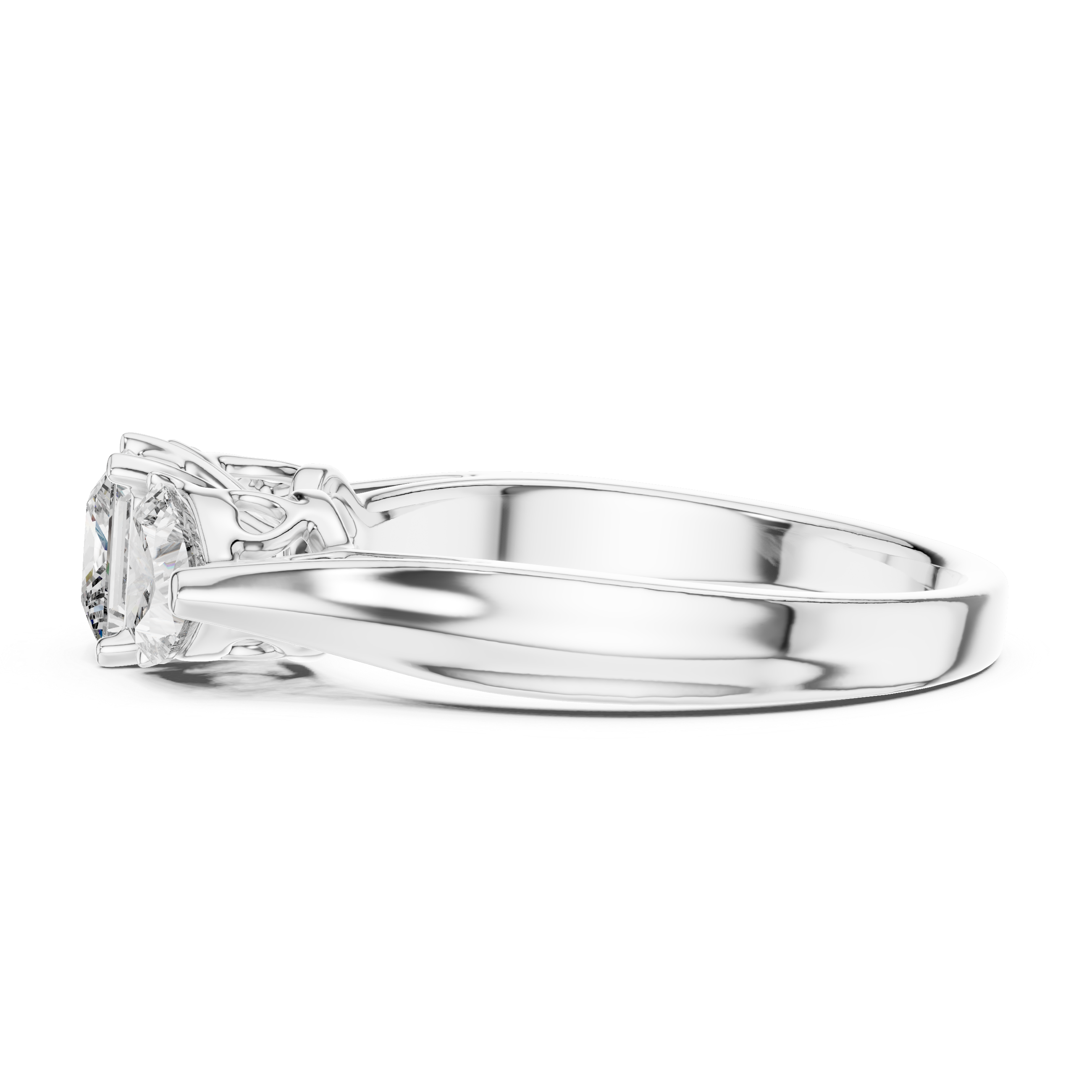Three-Stone Princess & Heart-Cut Engagement Ring