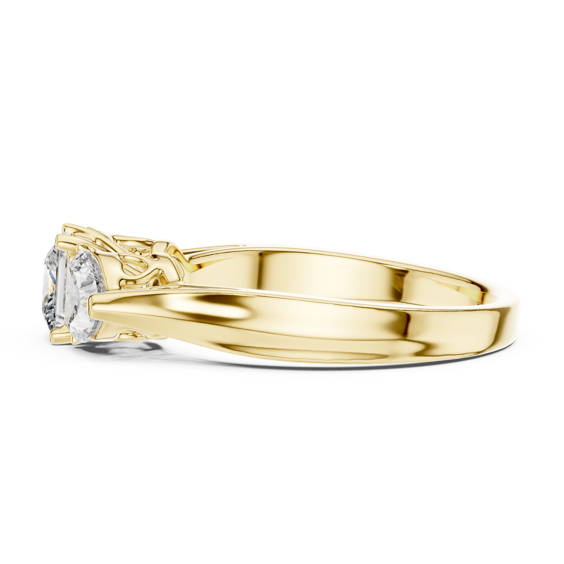 Three-Stone Princess & Heart-Cut Engagement Ring