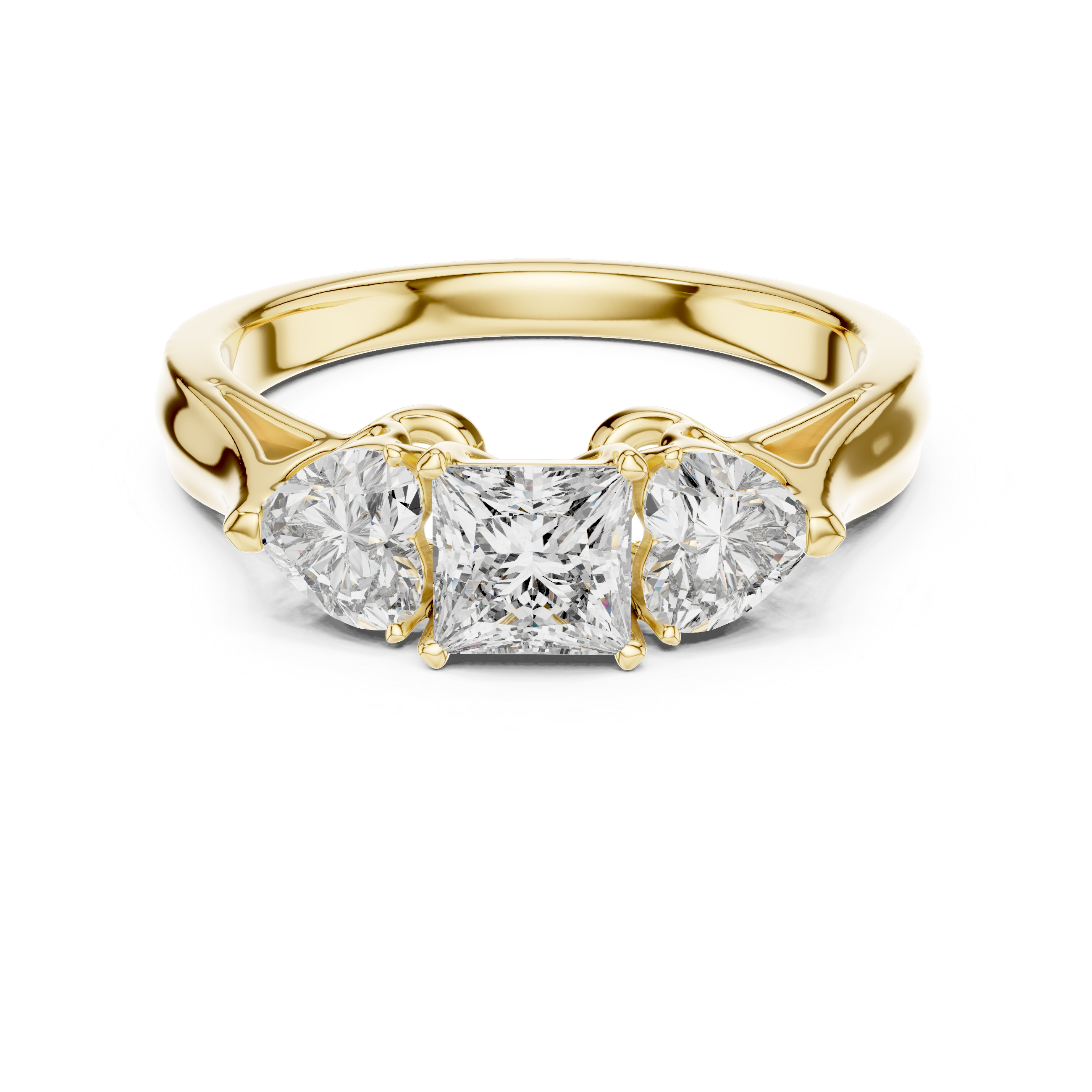 Three-Stone Princess & Heart-Cut Engagement Ring