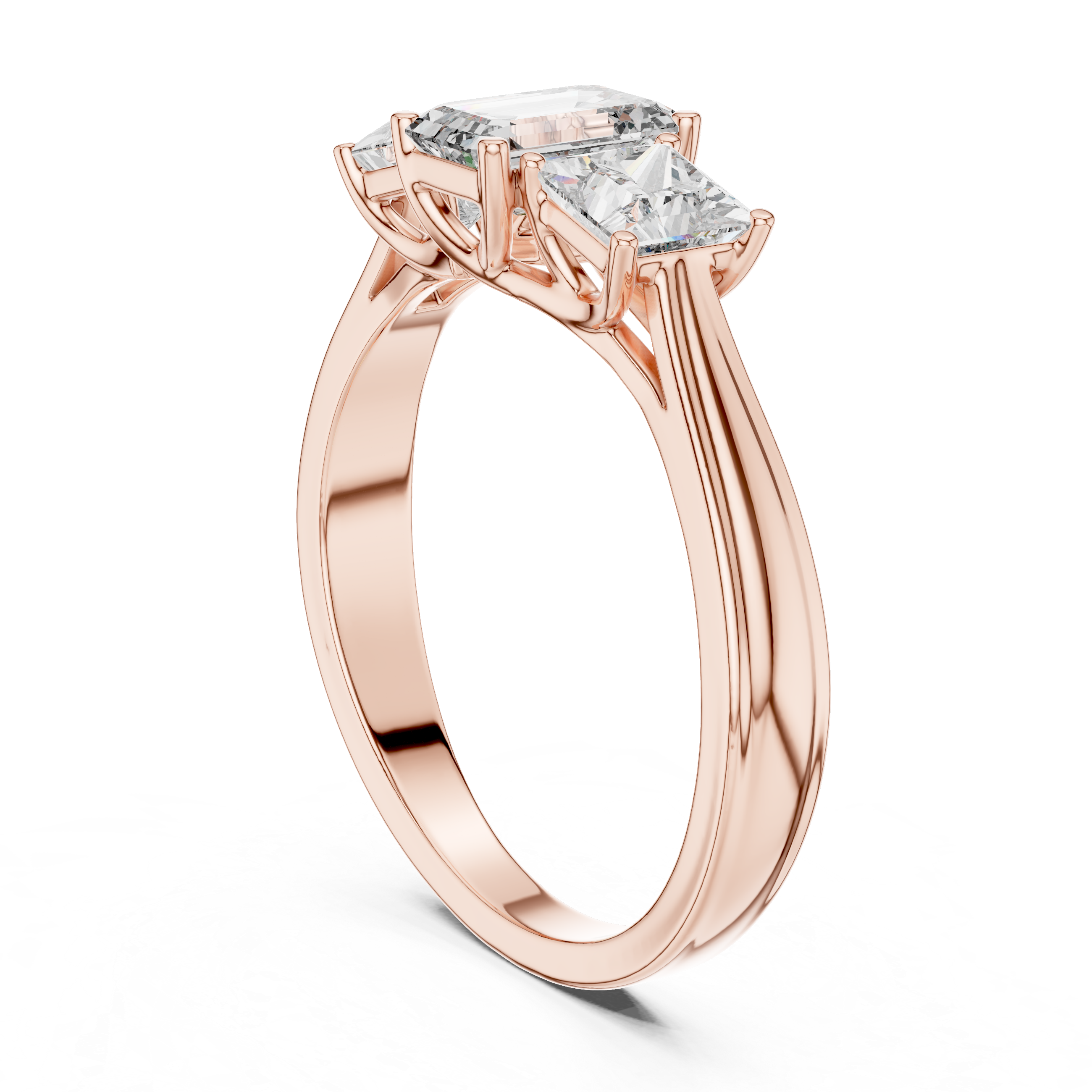 Three-Stone Emerald & Princess Cut Engagement Ring