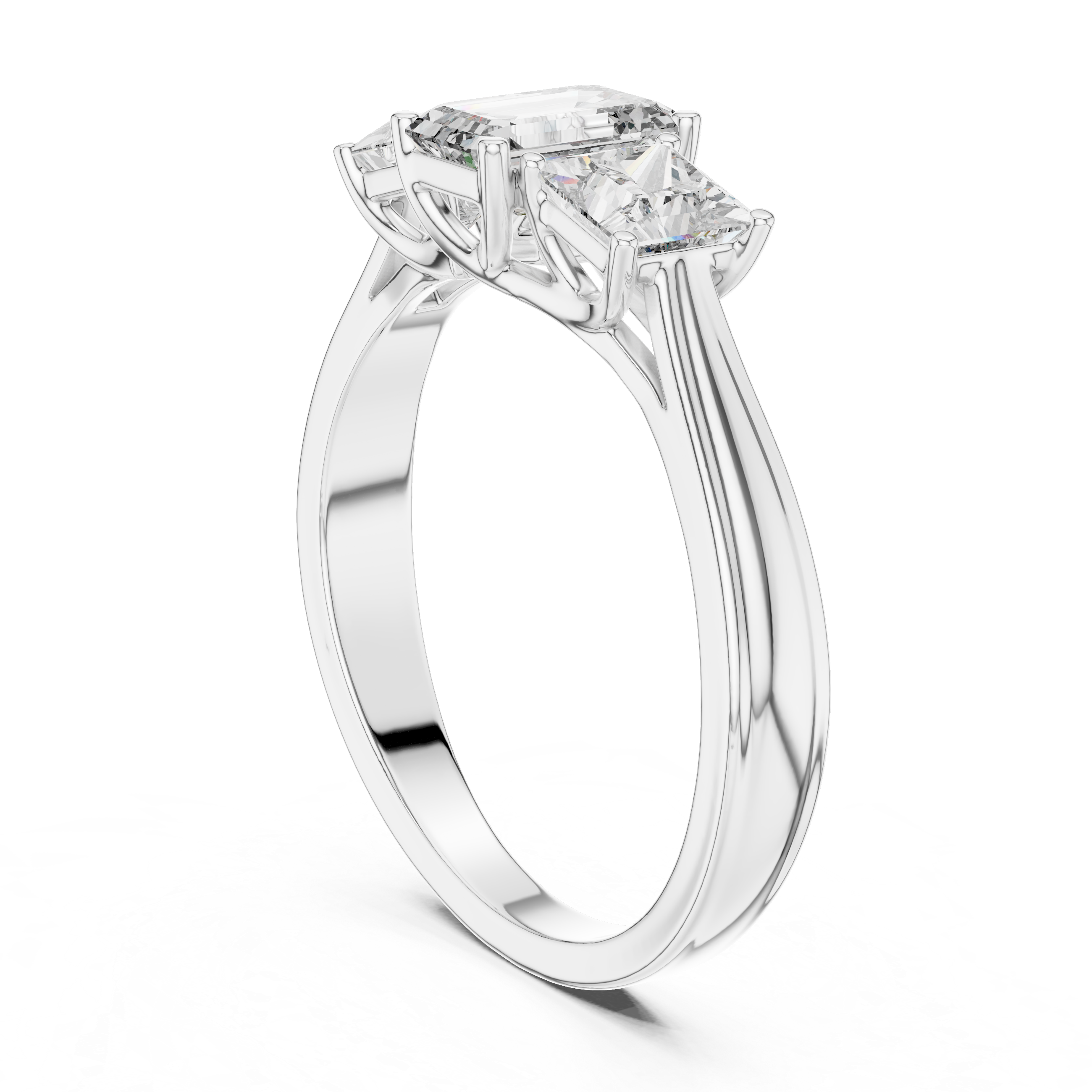 Three-Stone Emerald & Princess Cut Engagement Ring