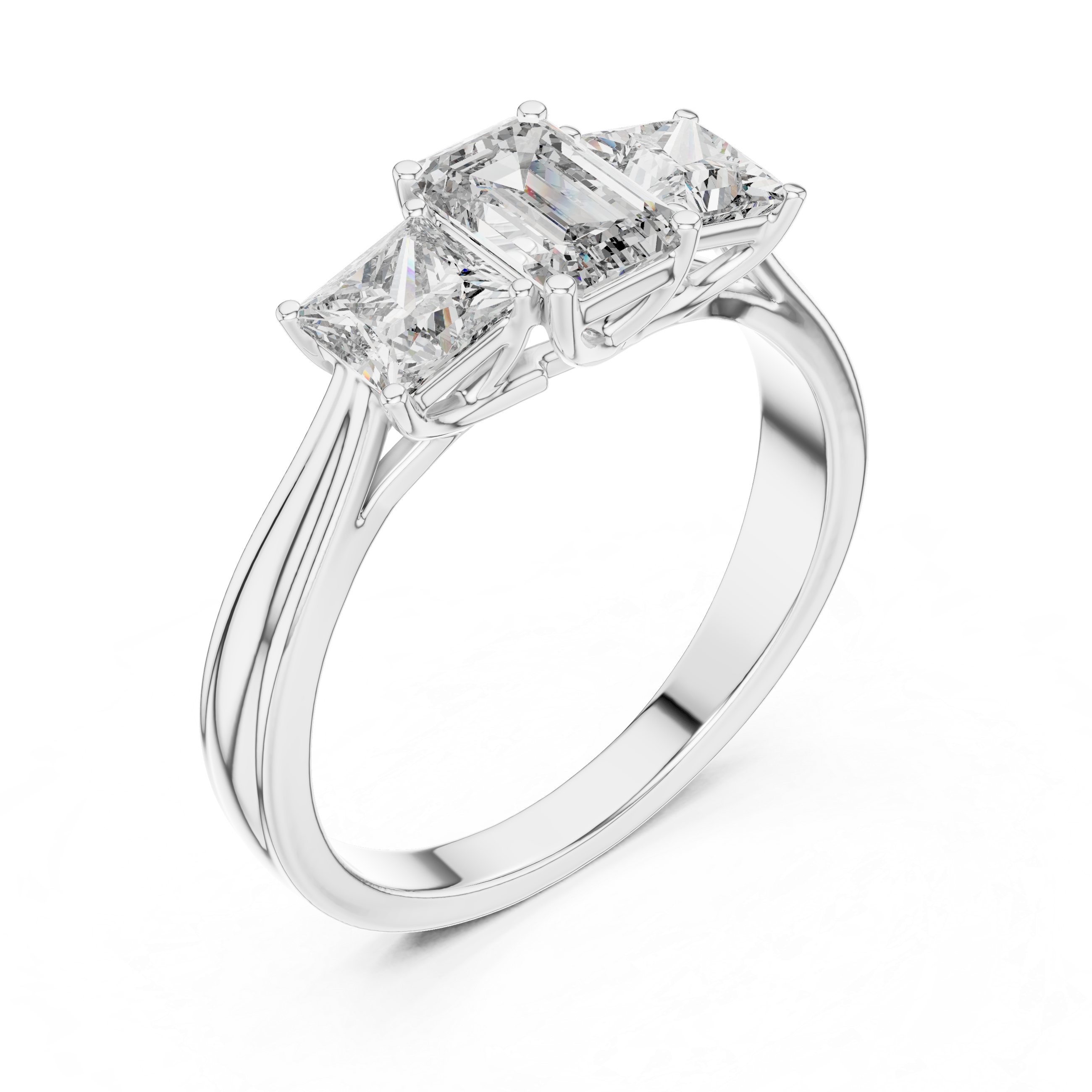 Three-Stone Emerald & Princess Cut Engagement Ring