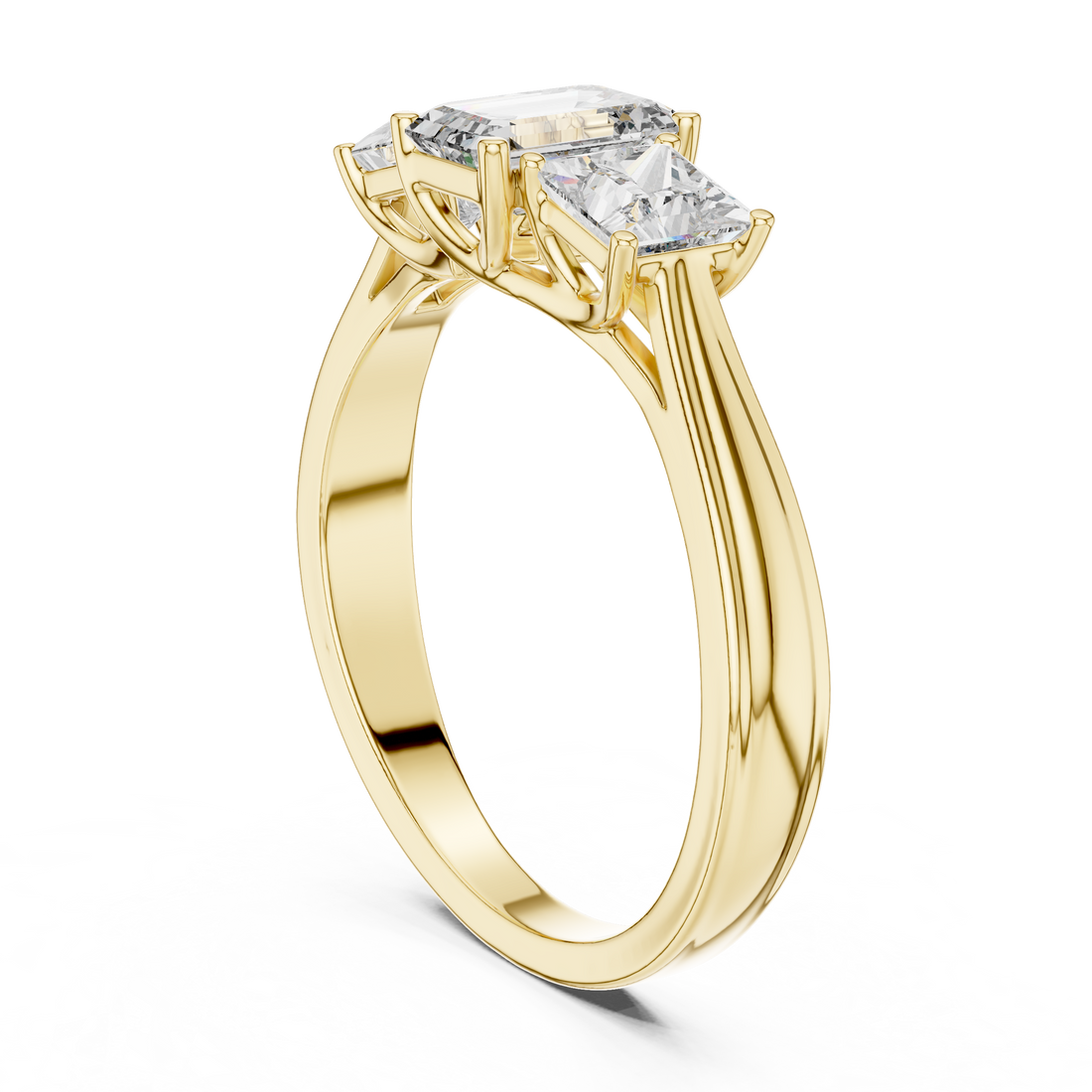 Three-Stone Emerald & Princess Cut Engagement Ring