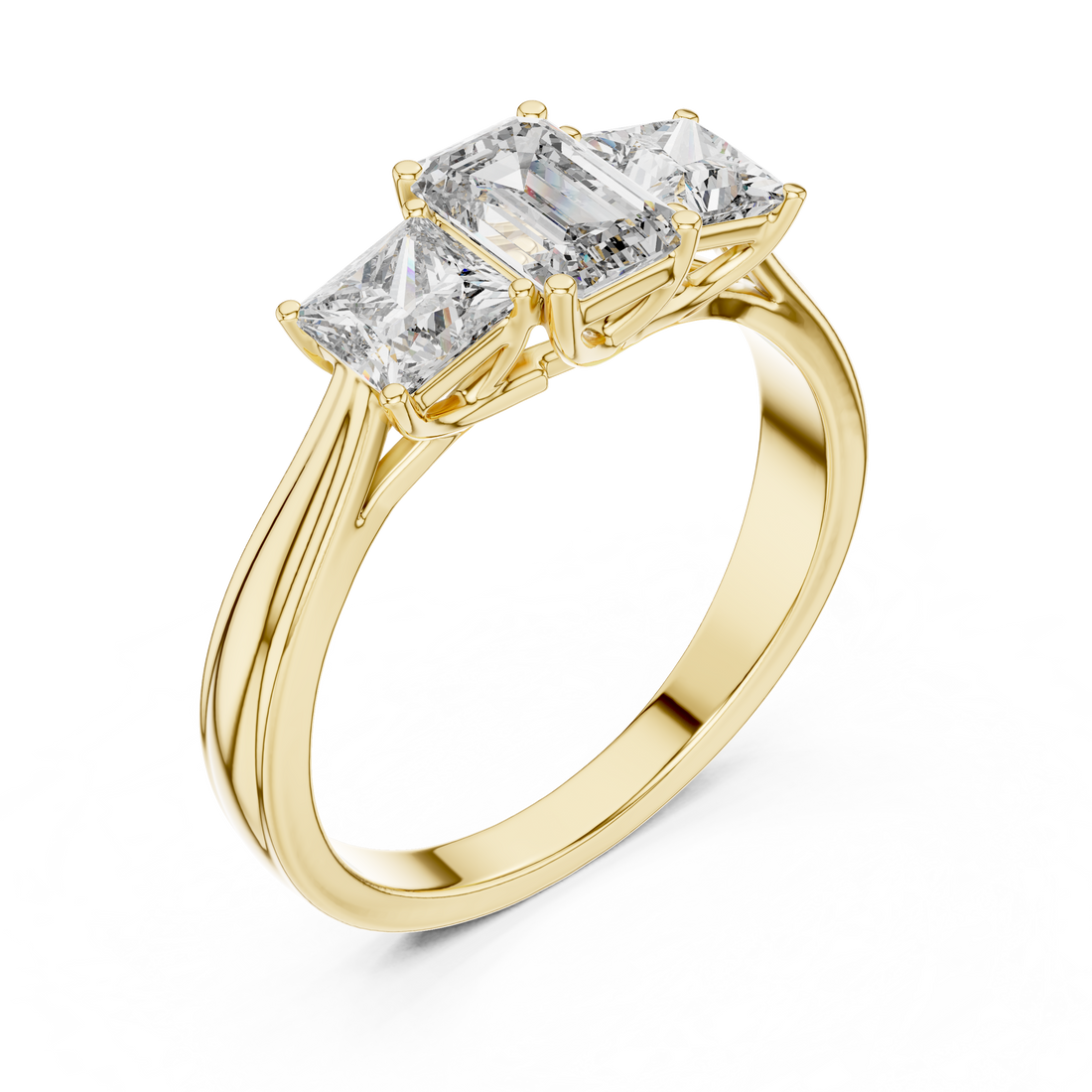 Three-Stone Emerald & Princess Cut Engagement Ring