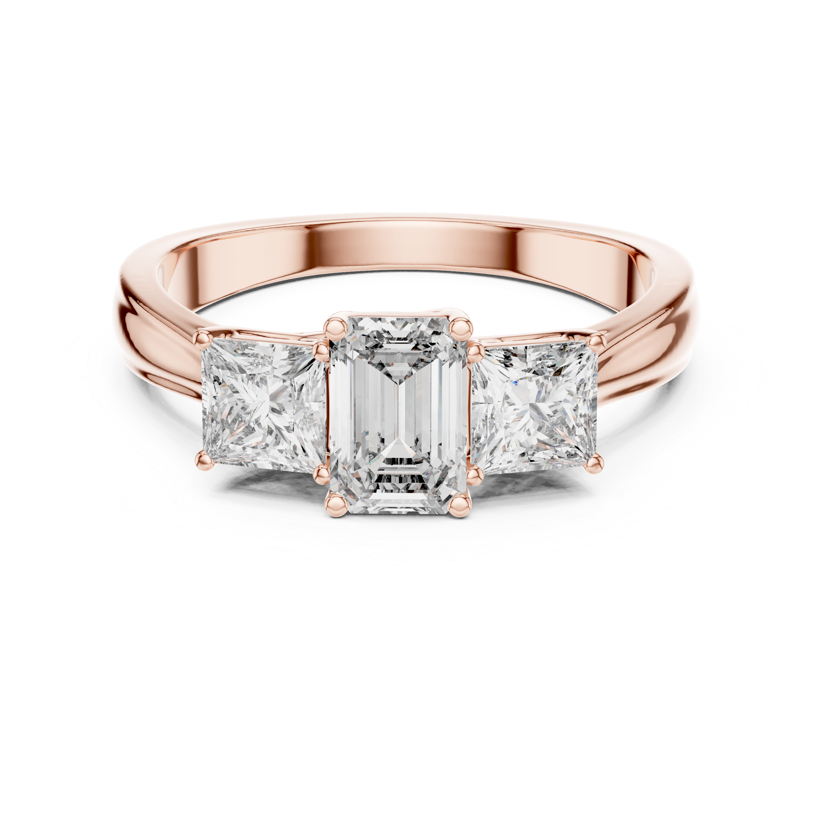 Three-Stone Emerald & Princess Cut Engagement Ring