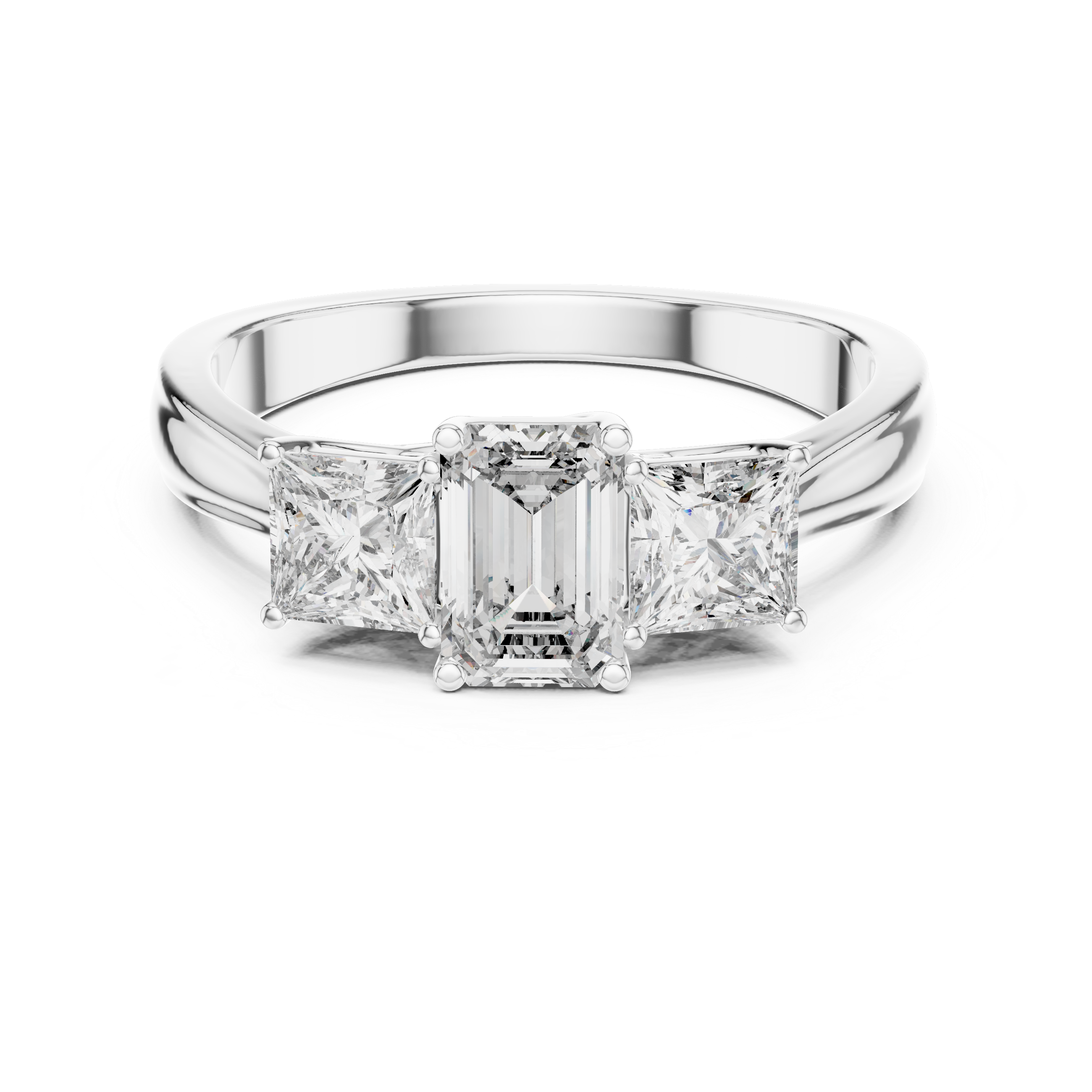 Three-Stone Emerald & Princess Cut Engagement Ring