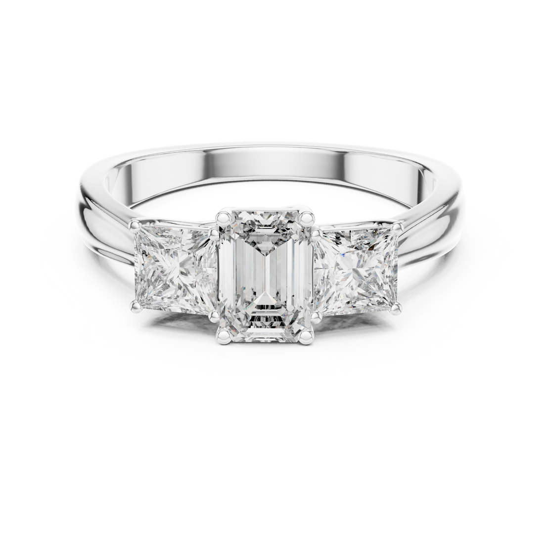 Three-Stone Emerald & Princess Cut Engagement Ring