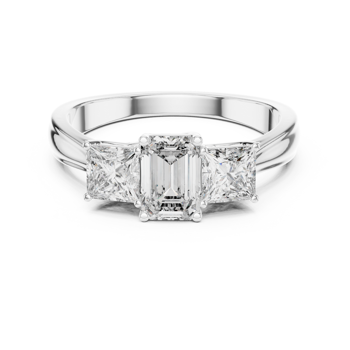Three-Stone Emerald & Princess Cut Engagement Ring