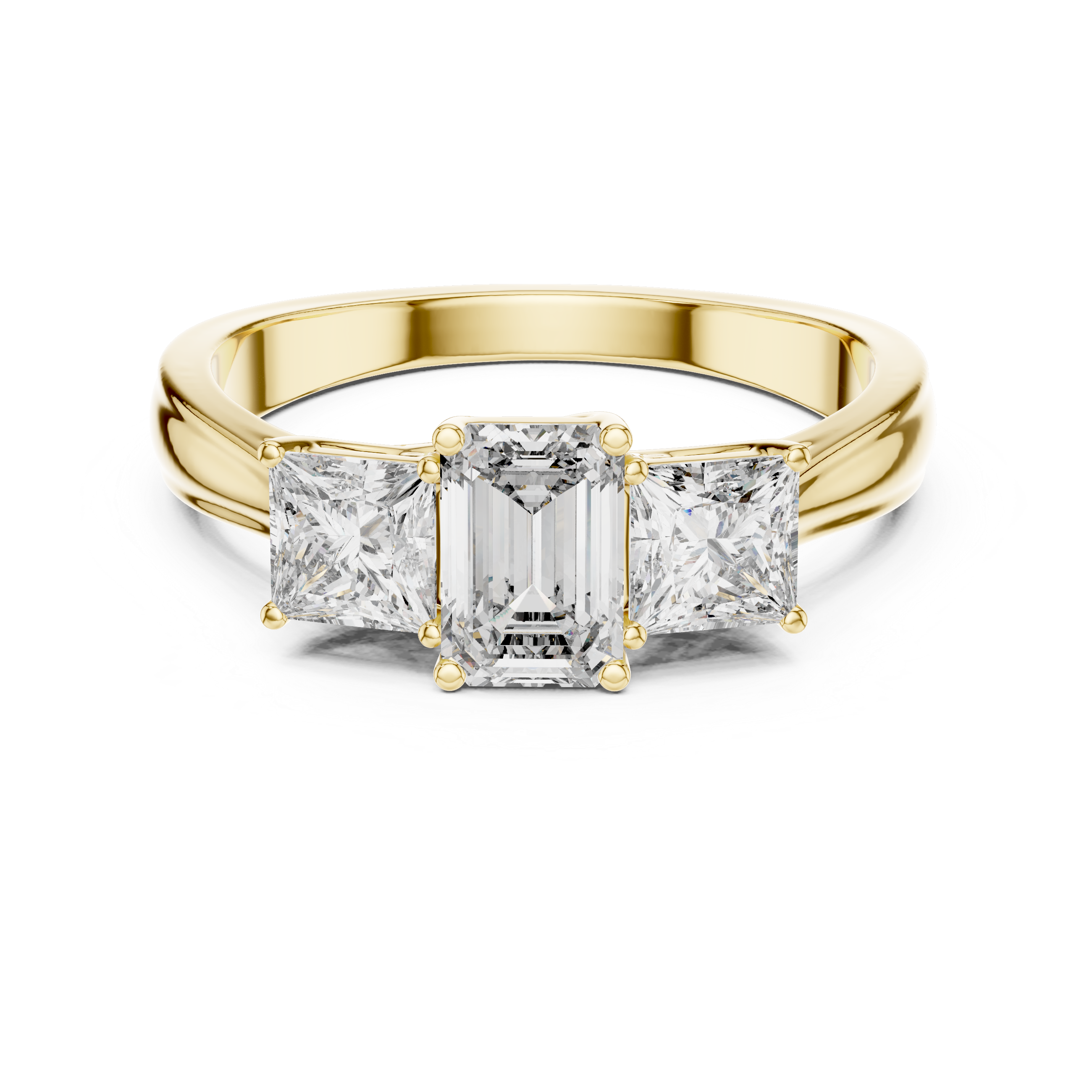 Three-Stone Emerald & Princess Cut Engagement Ring