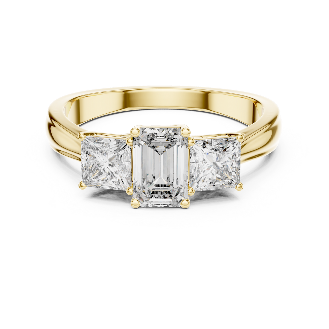 Three-Stone Emerald & Princess Cut Engagement Ring