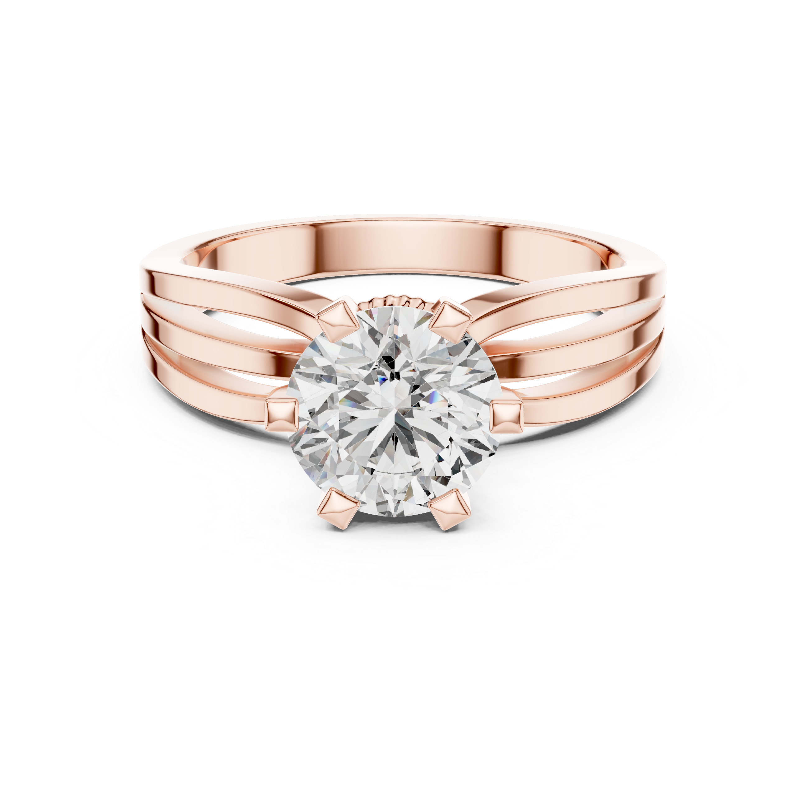Round Solitaire Split-Shank Trellis Engagement Ring