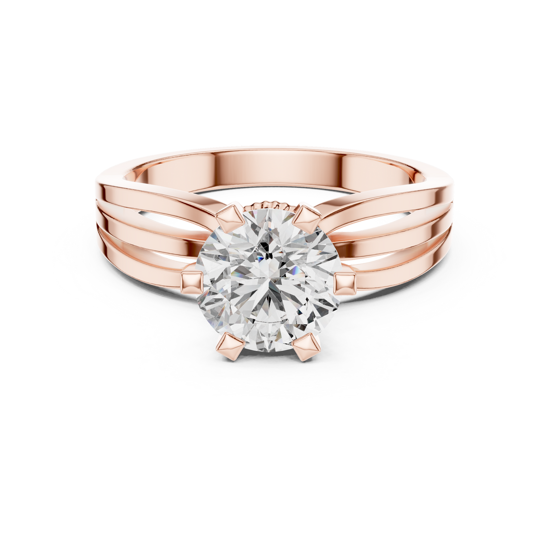 Round Solitaire Split-Shank Trellis Engagement Ring