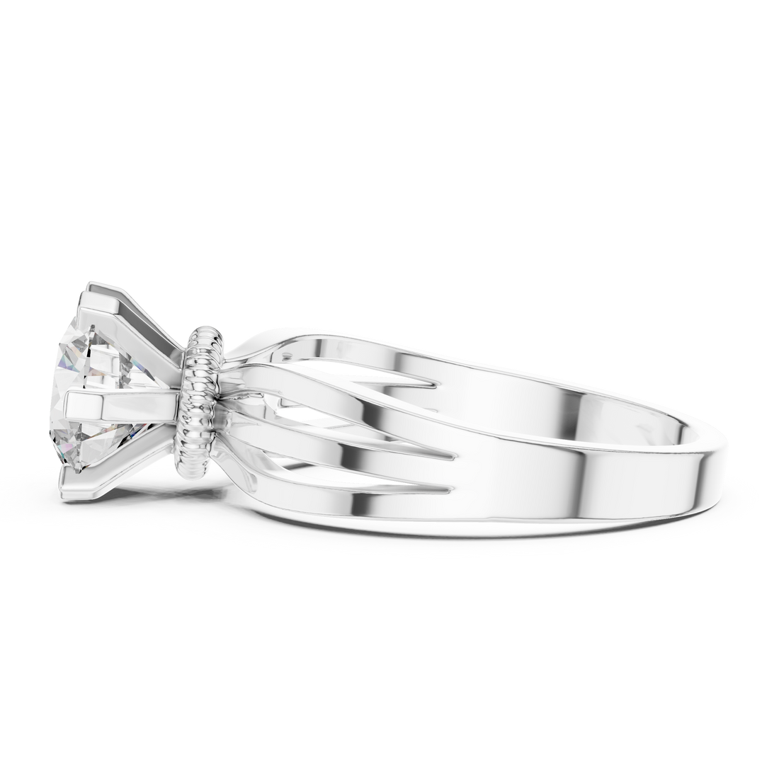 Round Solitaire Split-Shank Trellis Engagement Ring