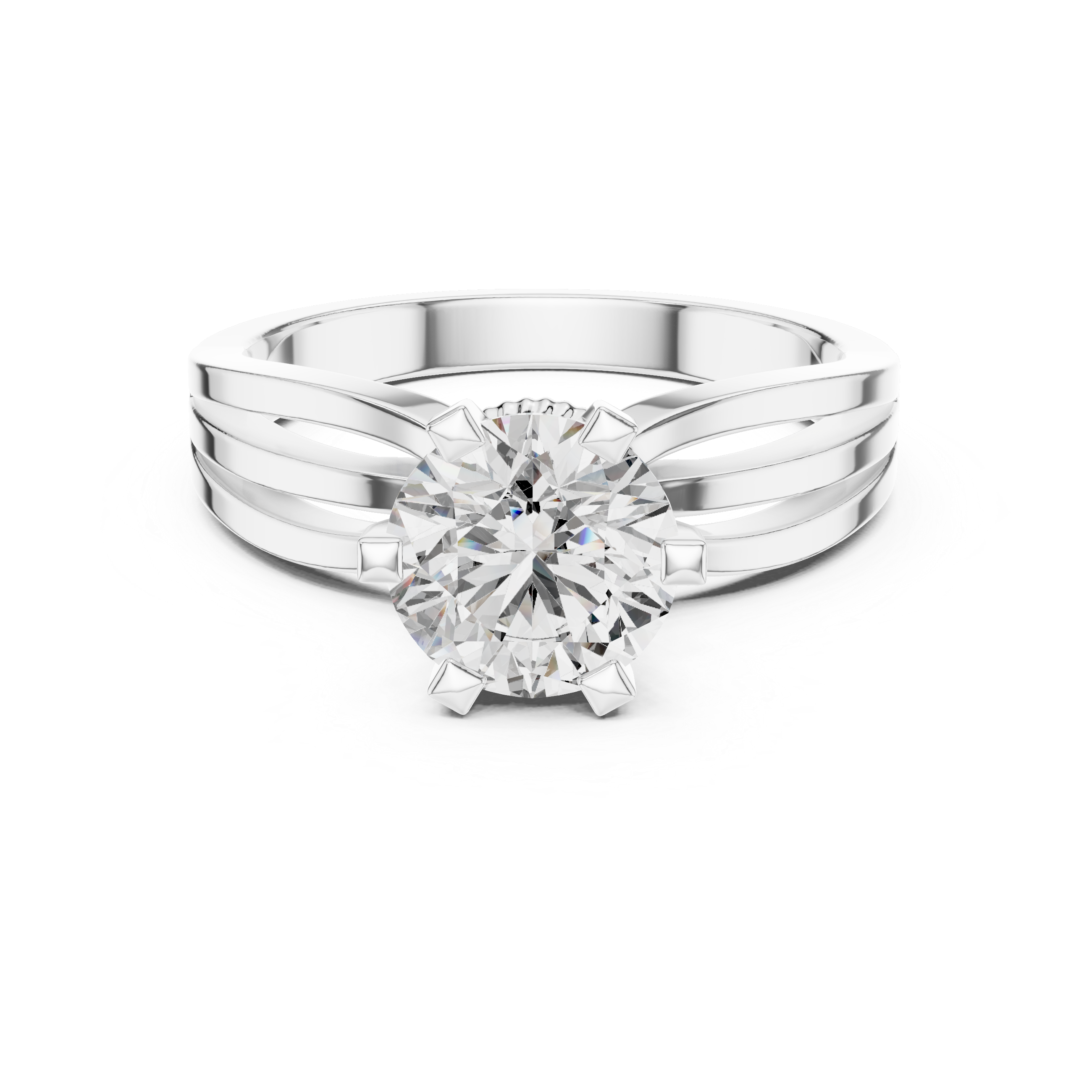 Round Solitaire Split-Shank Trellis Engagement Ring