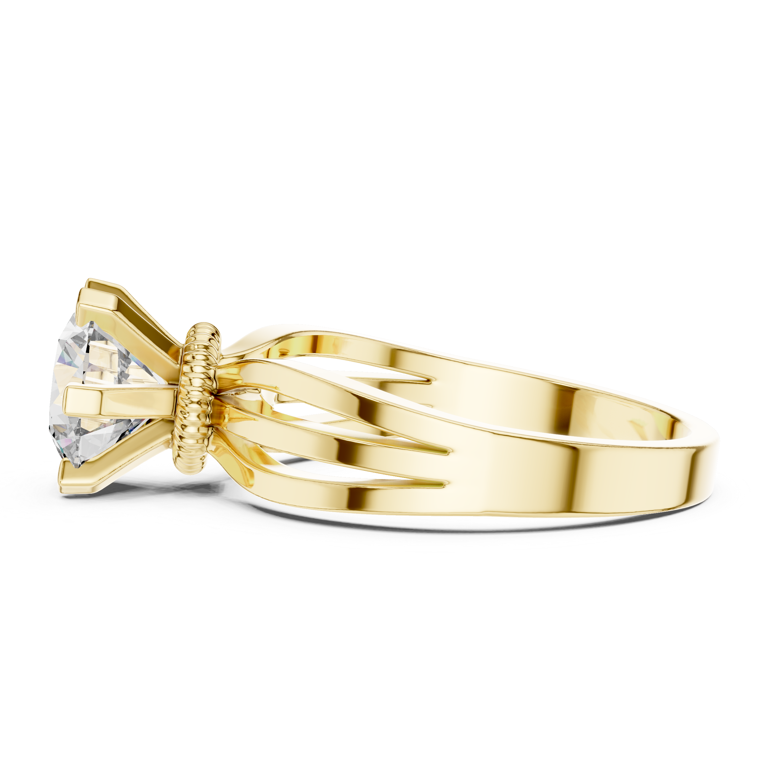 Round Solitaire Split-Shank Trellis Engagement Ring