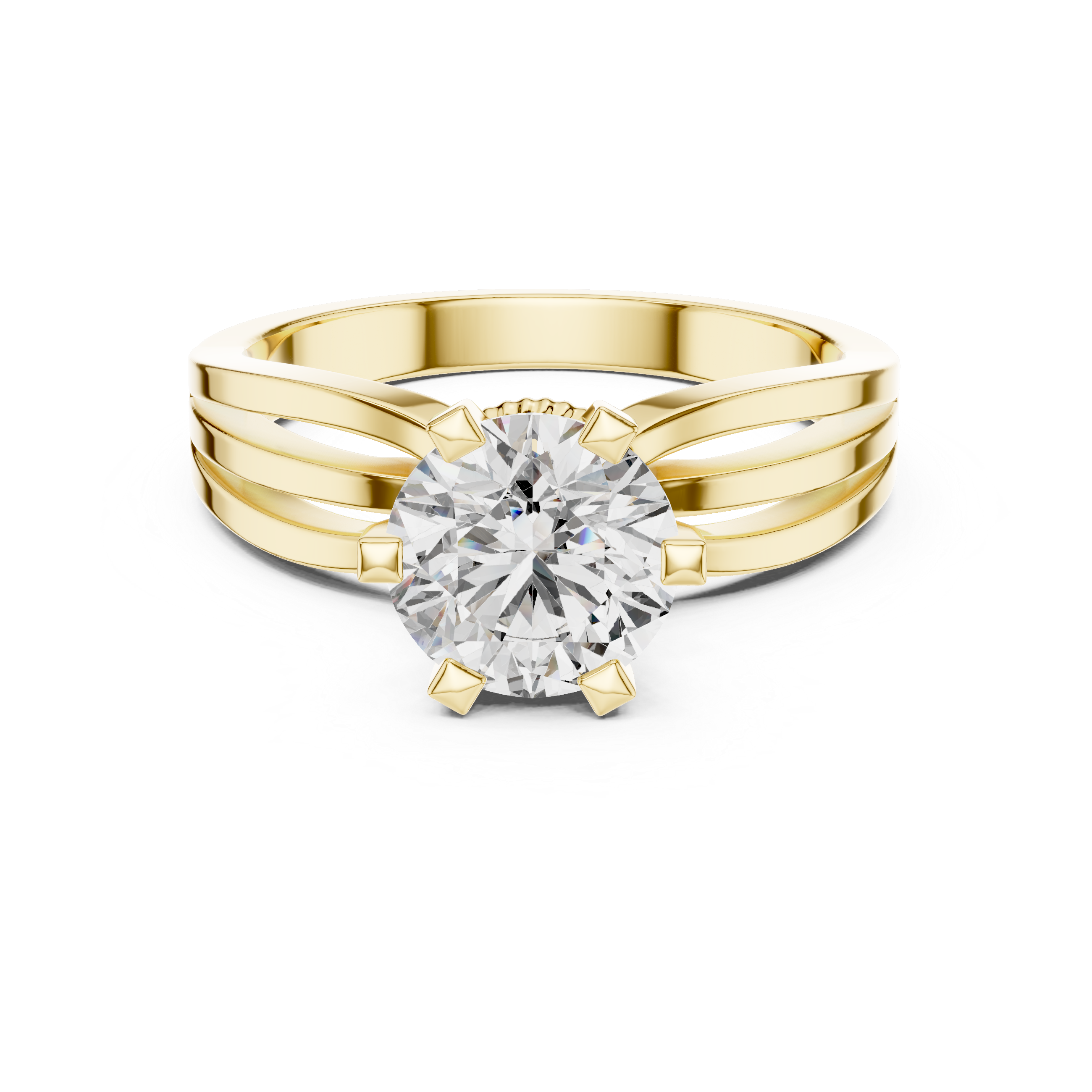 Round Solitaire Split-Shank Trellis Engagement Ring