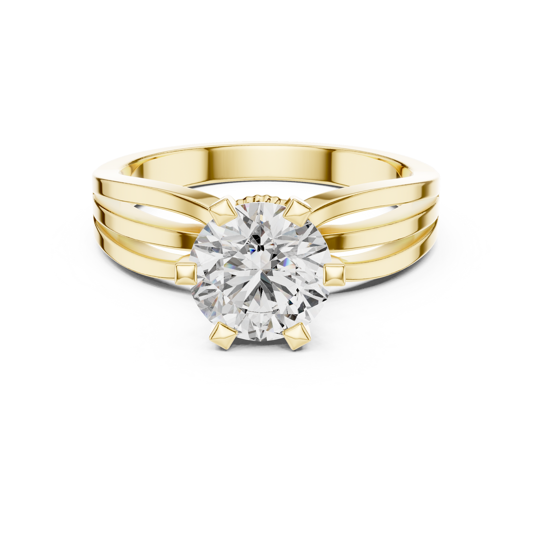 Round Solitaire Split-Shank Trellis Engagement Ring