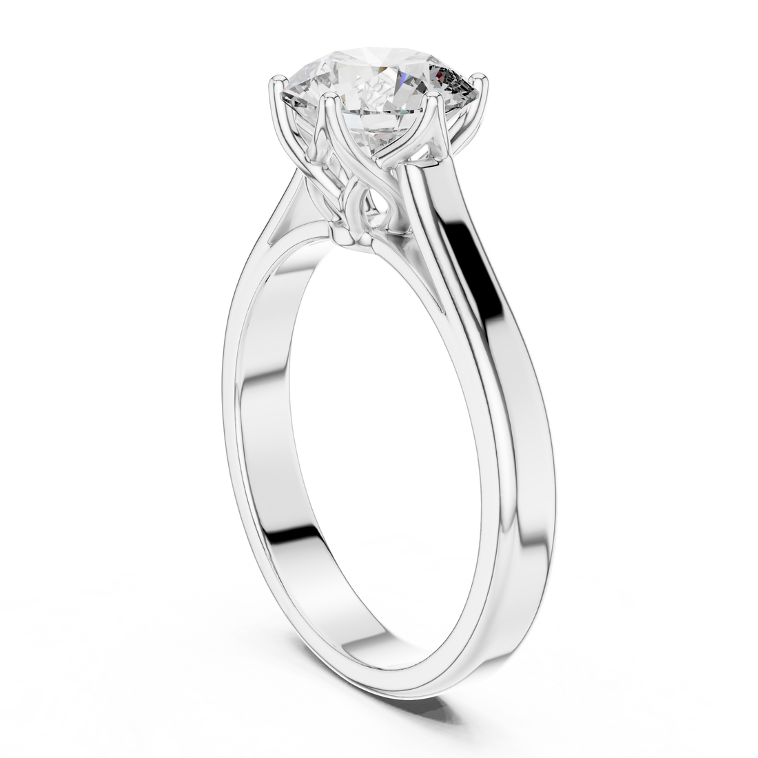 Round Solitaire Cathedral Trellis Engagement Ring