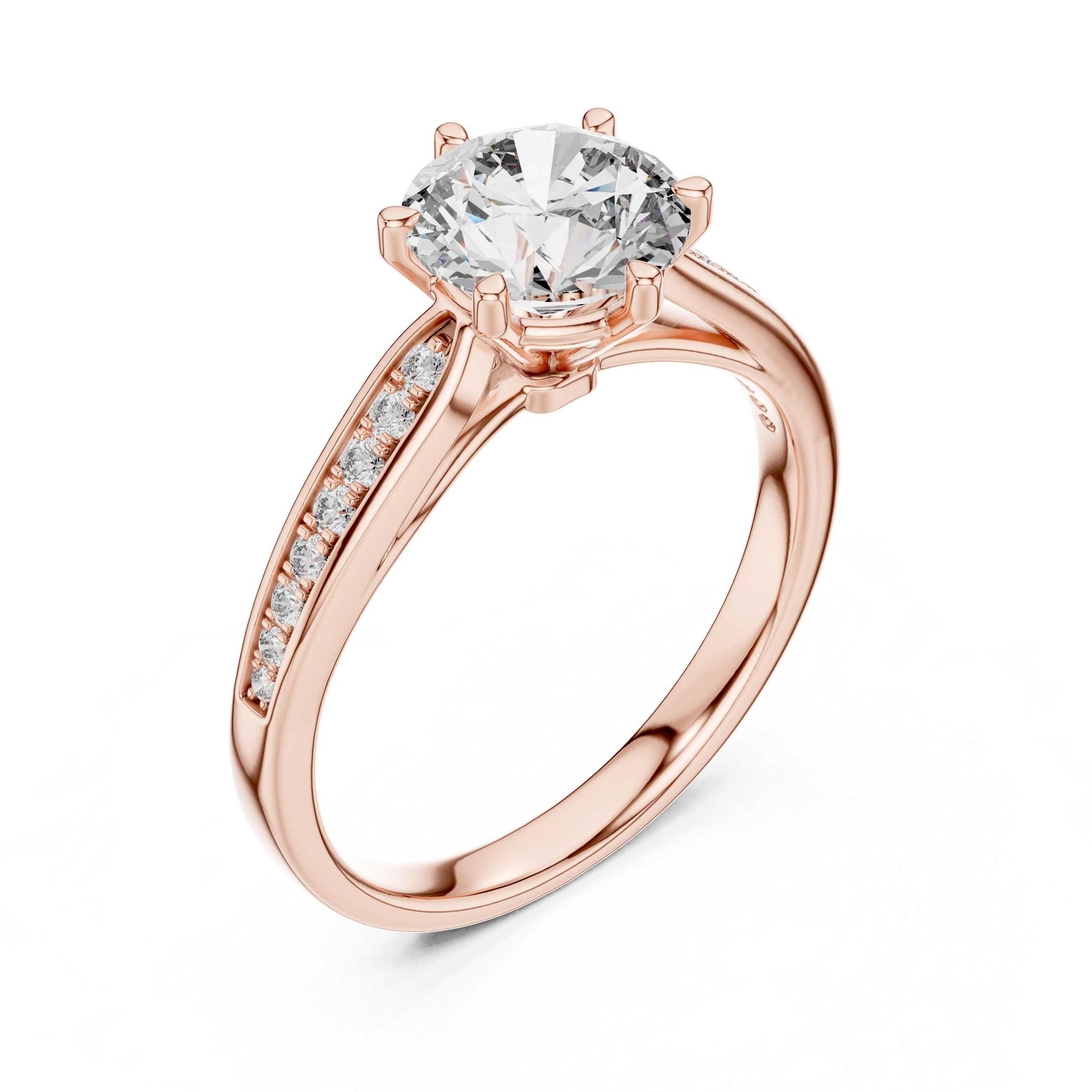 Round Solitaire Tapered Pave Engagement Ring