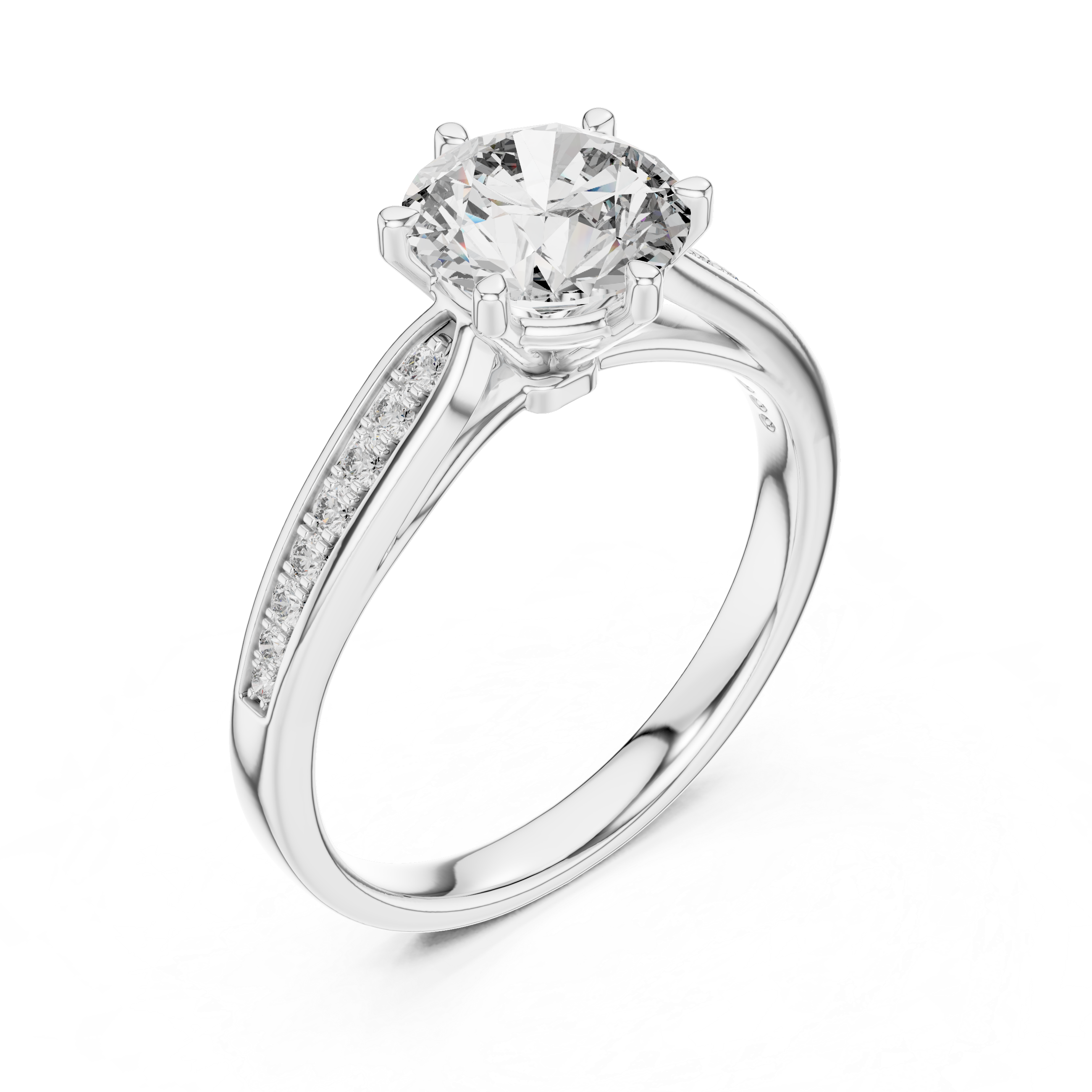 Round Solitaire Tapered Pave Engagement Ring