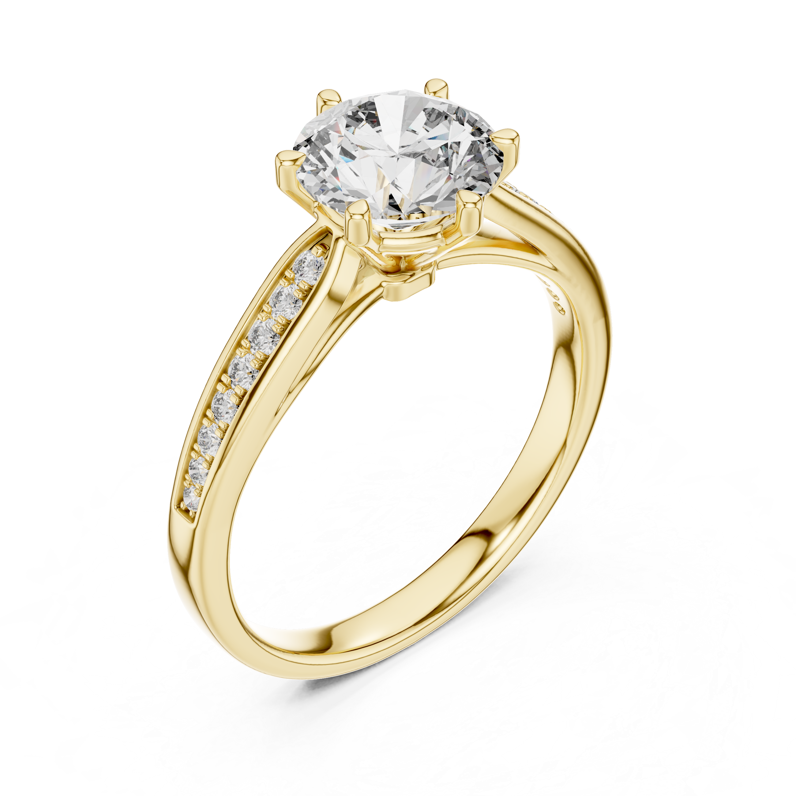 Round Solitaire Tapered Pave Engagement Ring