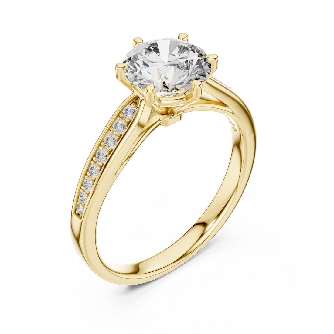 Round Solitaire Tapered Pave Engagement Ring