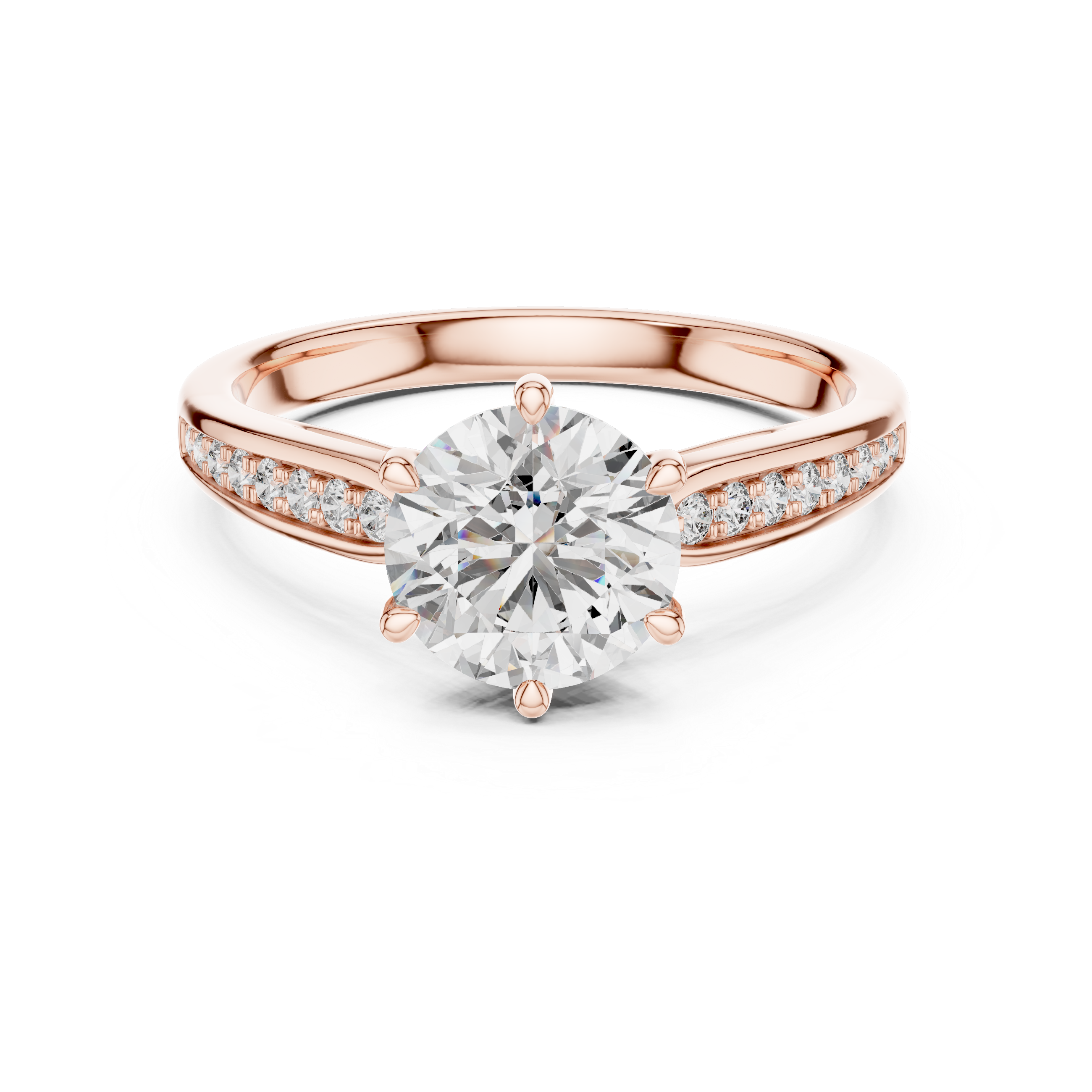 Round Solitaire Tapered Pave Engagement Ring