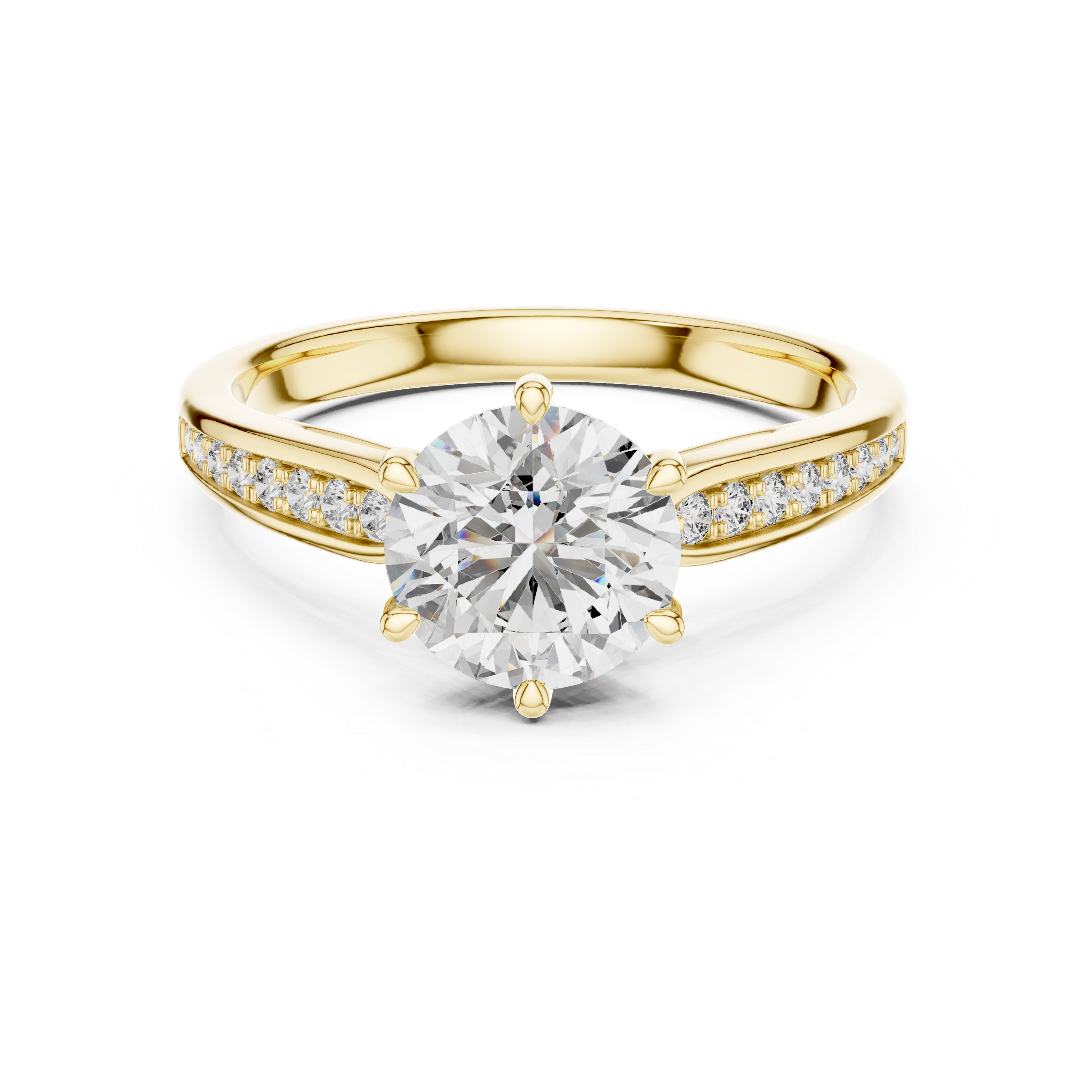 Round Solitaire Tapered Pave Engagement Ring