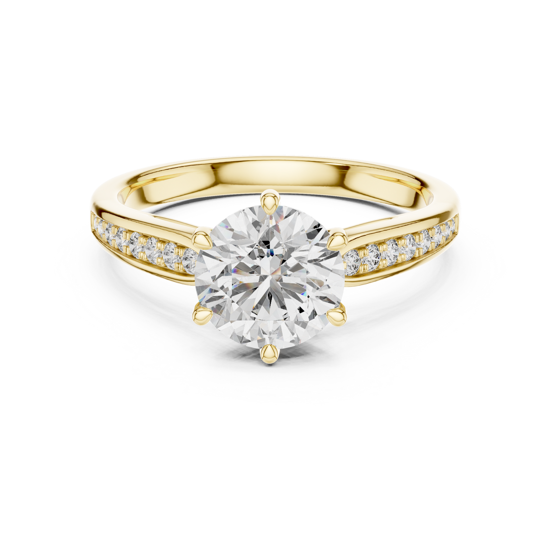 Round Solitaire Tapered Pave Engagement Ring