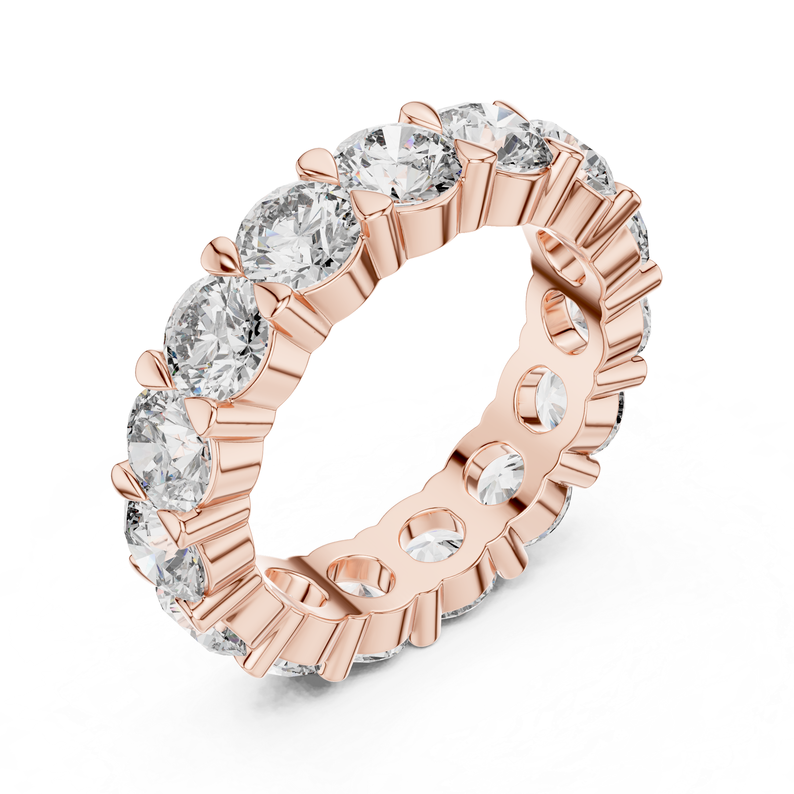 Round Cut Shared-Prong Full Eternity Band