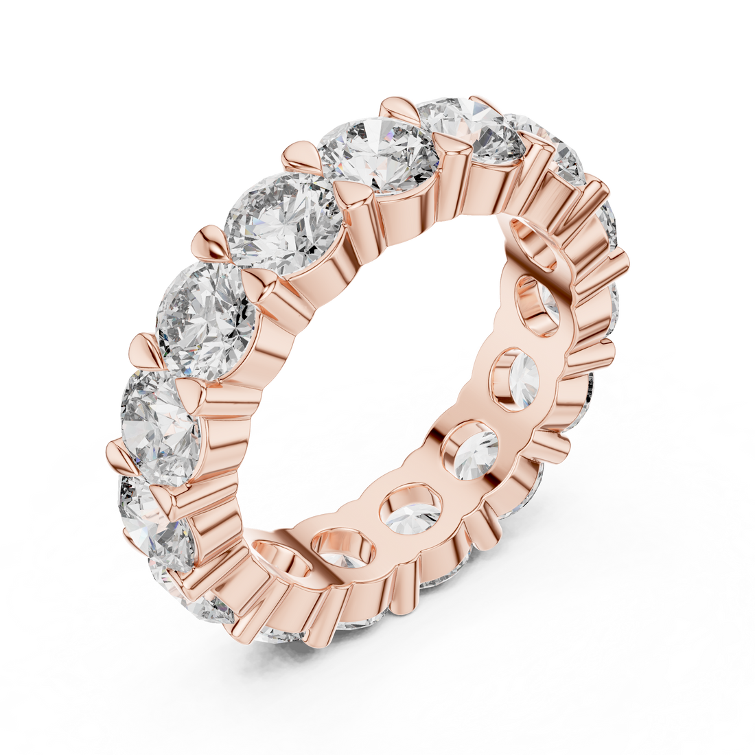 Round Cut Shared-Prong Full Eternity Band