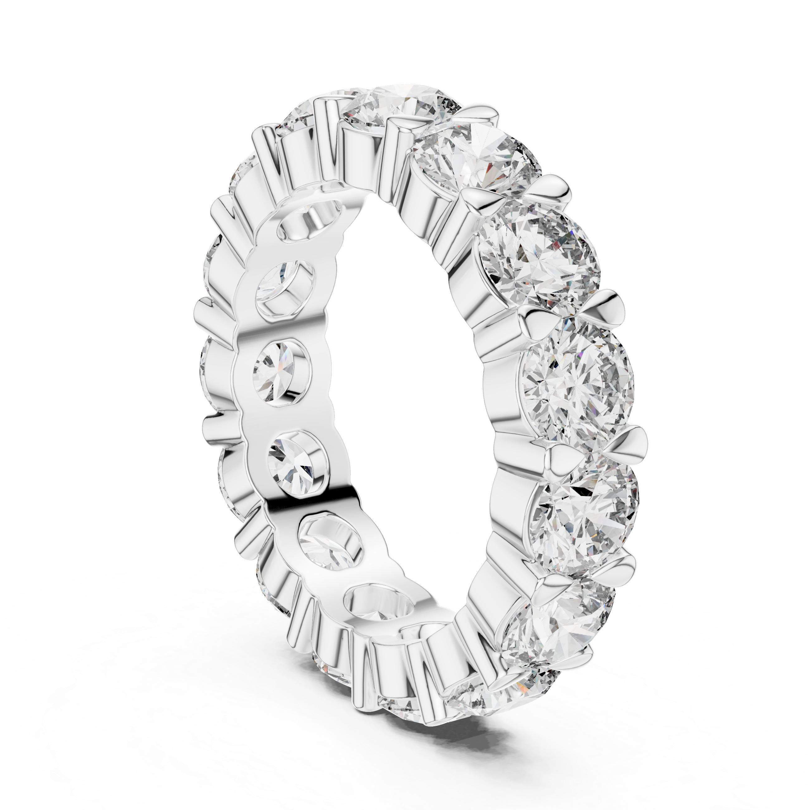 Round Cut Shared-Prong Full Eternity Band