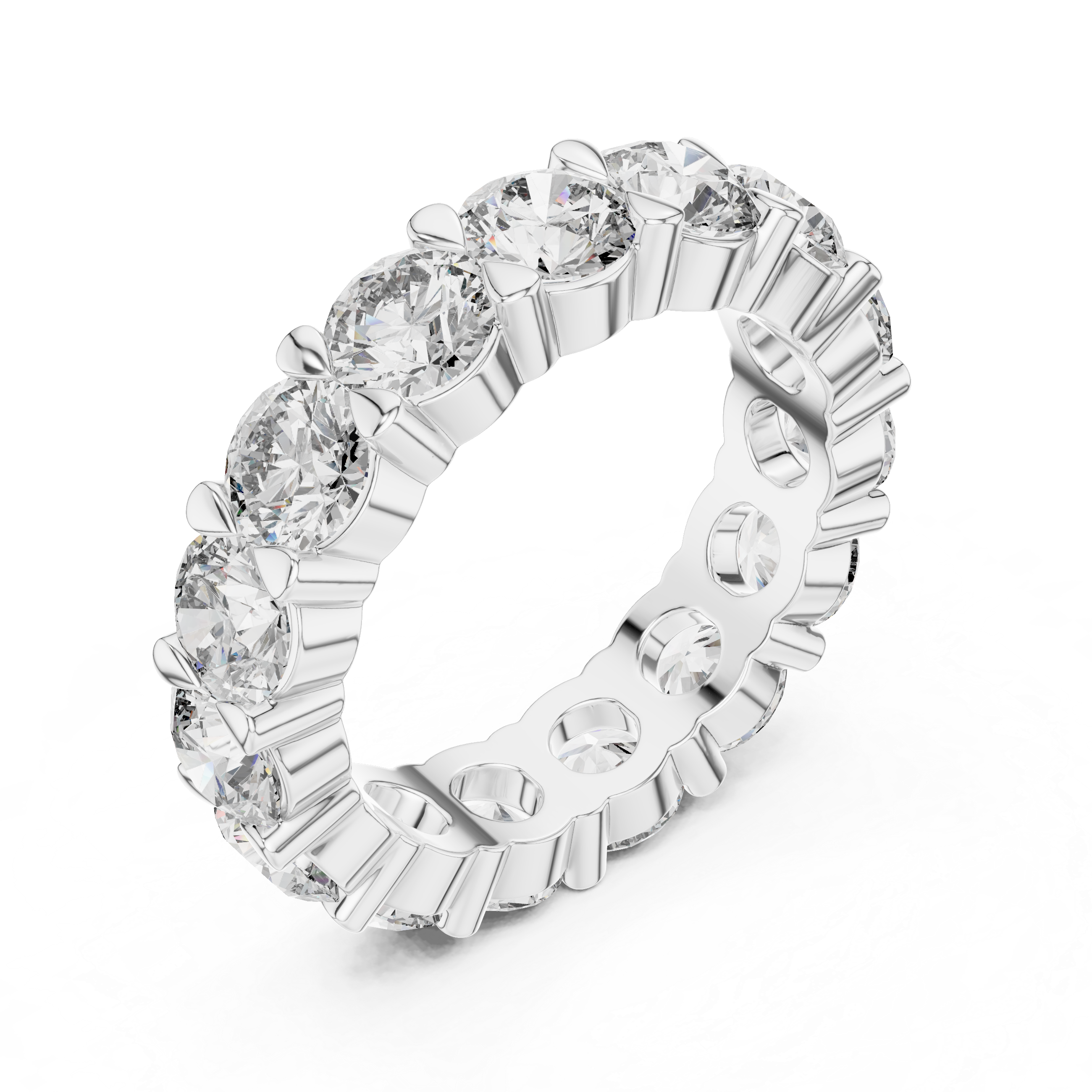 Round Cut Shared-Prong Full Eternity Band