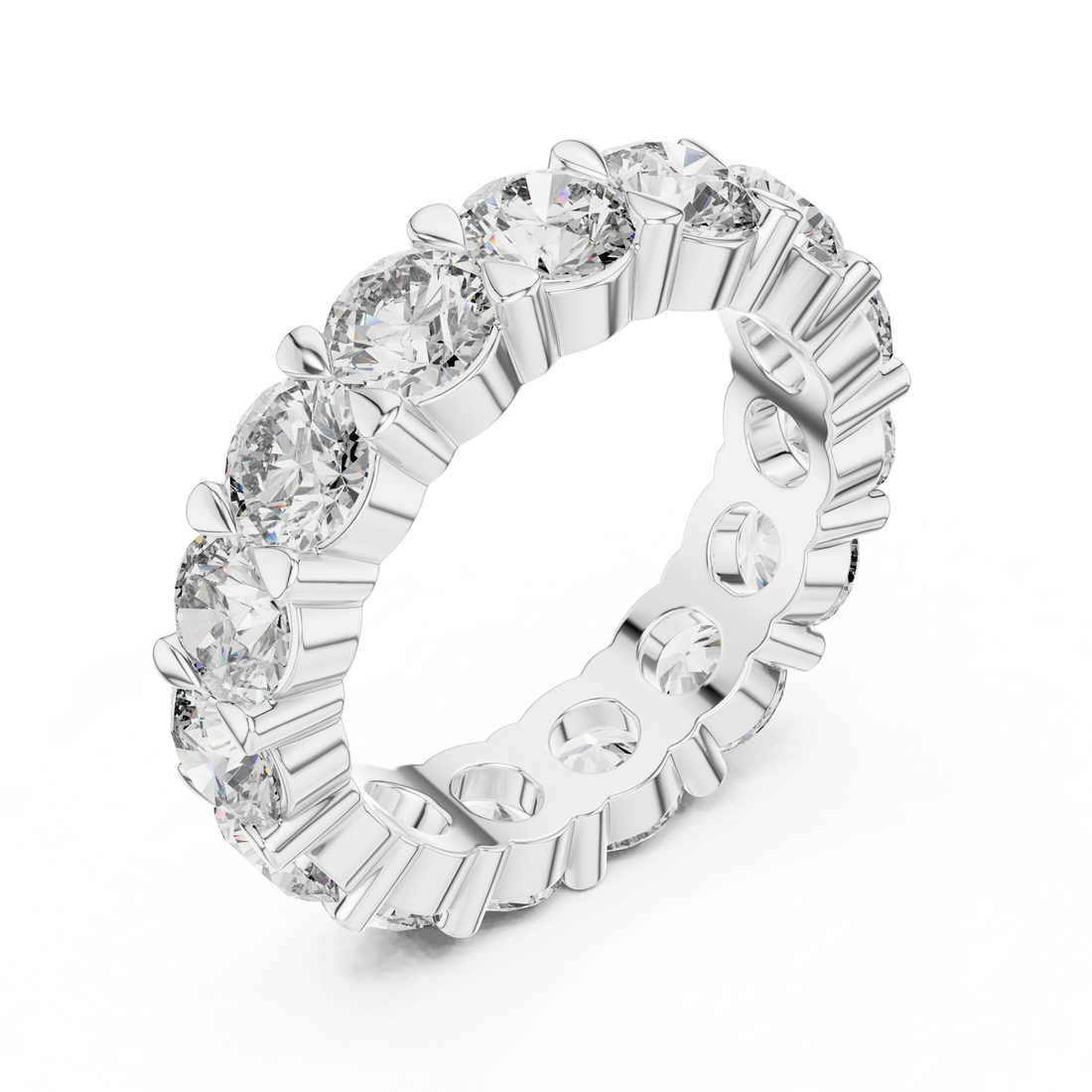 Round Cut Shared-Prong Full Eternity Band