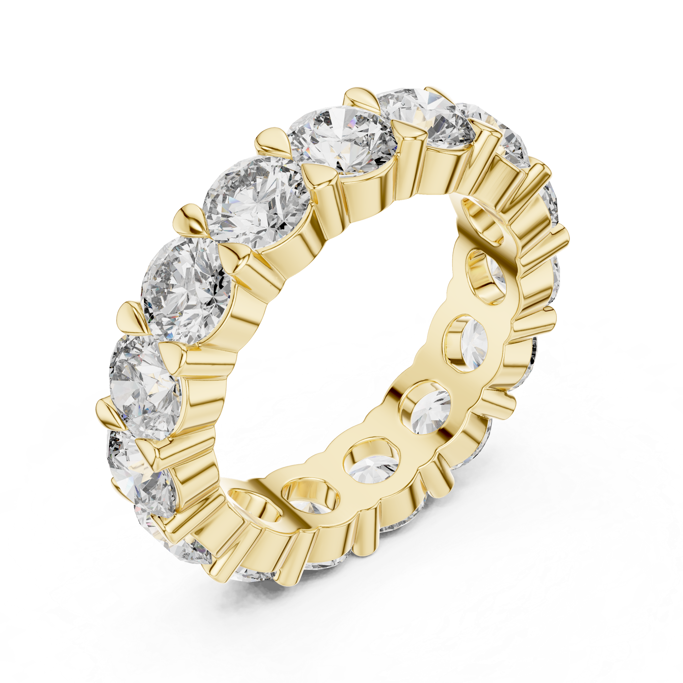 Round Cut Shared-Prong Full Eternity Band